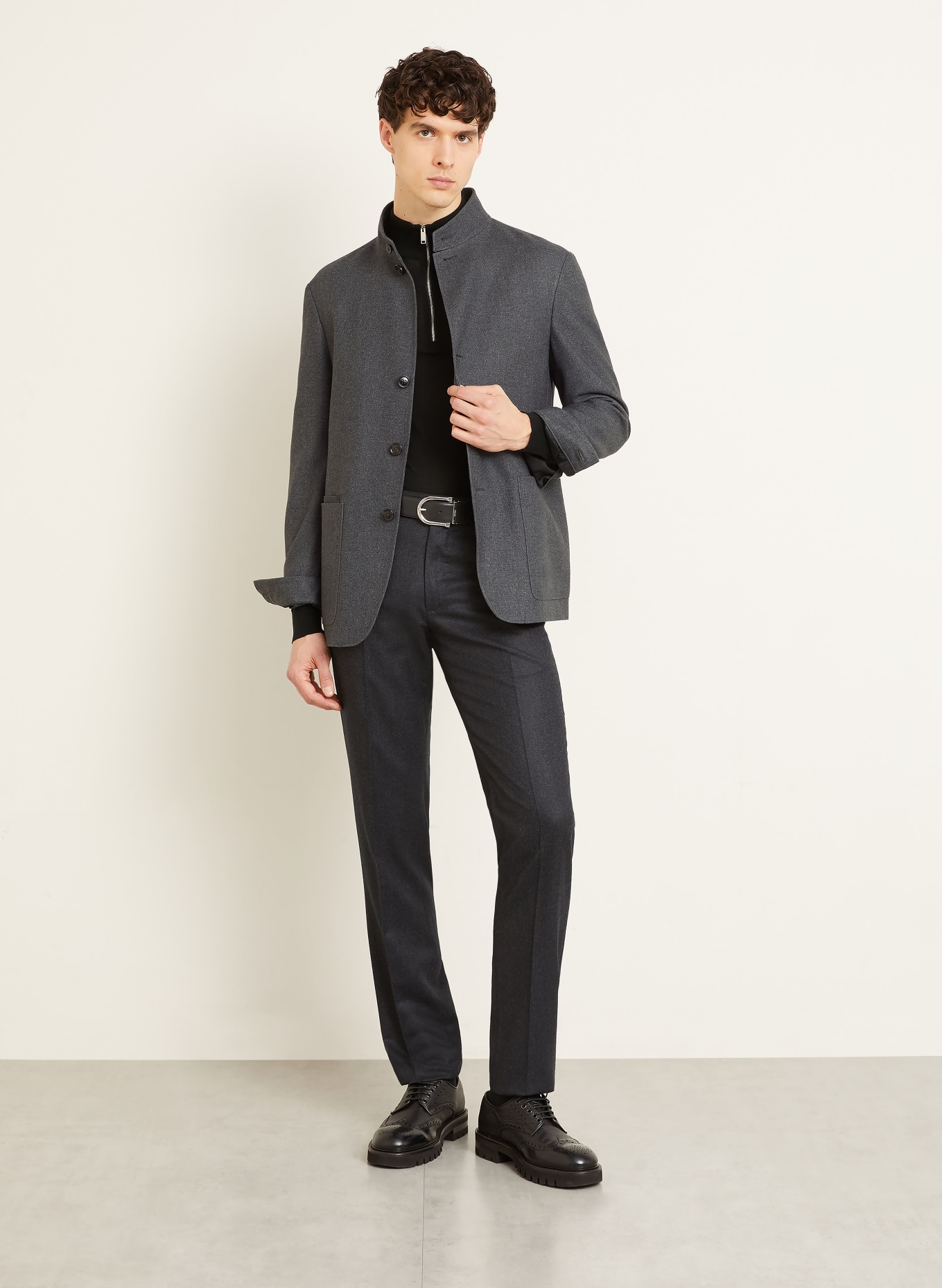ZEGNA Regular fit jacket with silk: DARK GRAY