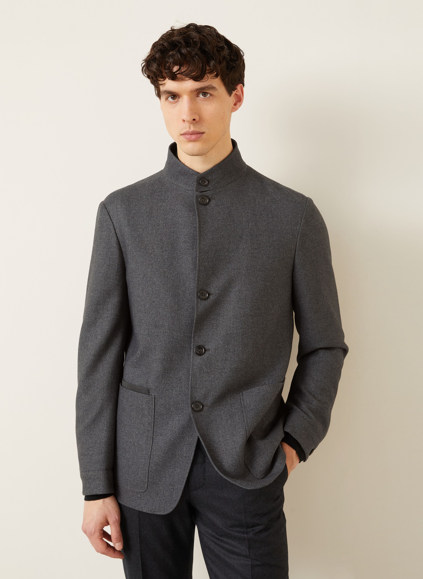 ZEGNA Regular fit jacket with silk: DARK GRAY