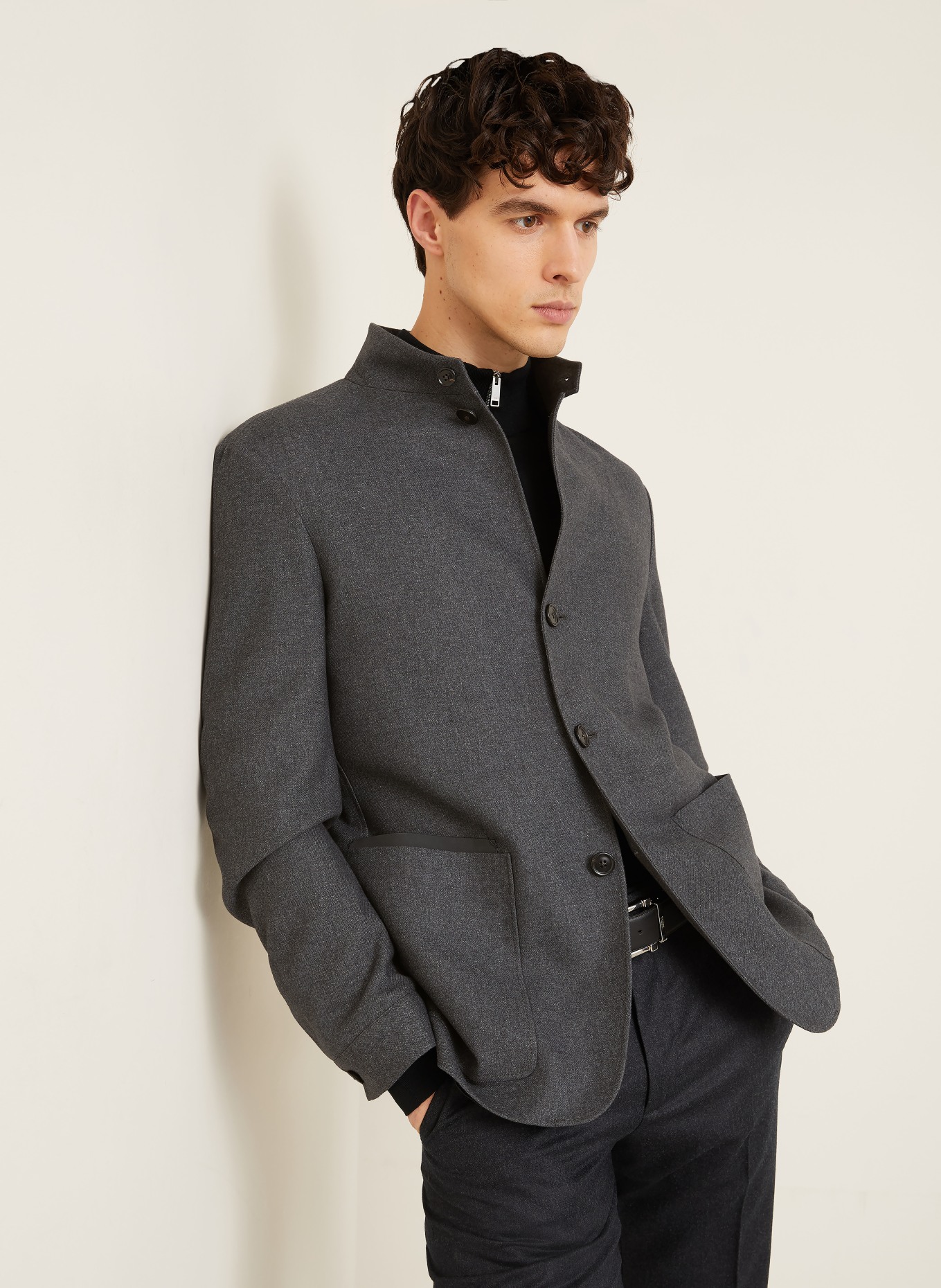 ZEGNA Regular fit jacket with silk: DARK GRAY