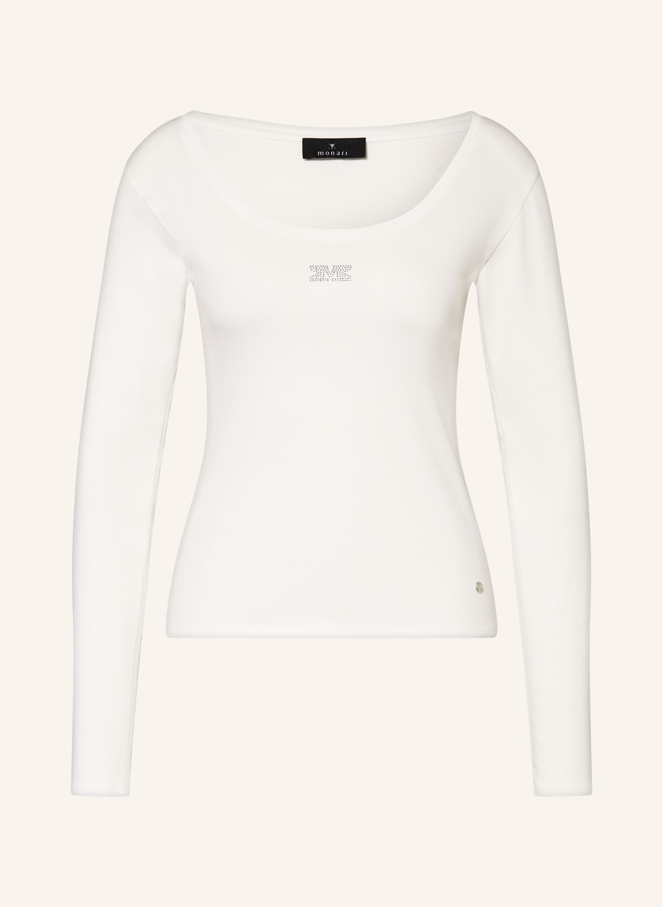 monari Longsleeve mit Schmucksteinen: WEISS
