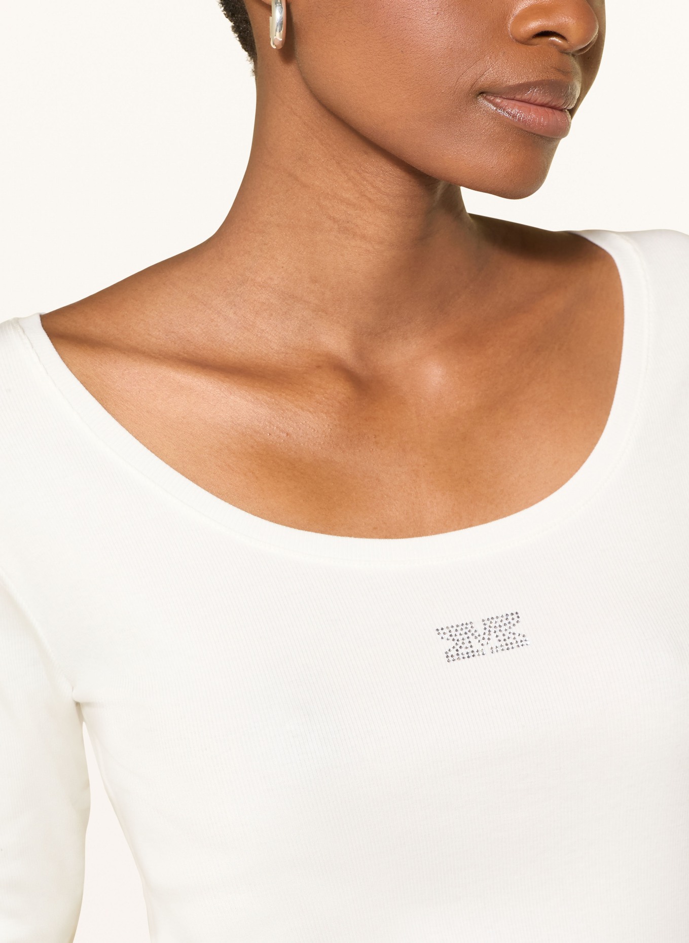 monari Longsleeve mit Schmucksteinen: WEISS