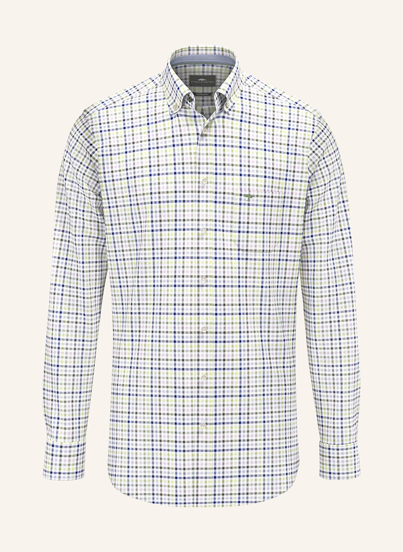 FYNCH-HATTON Hemd Regular Fit: GRÜN / HELLROSA / GELB