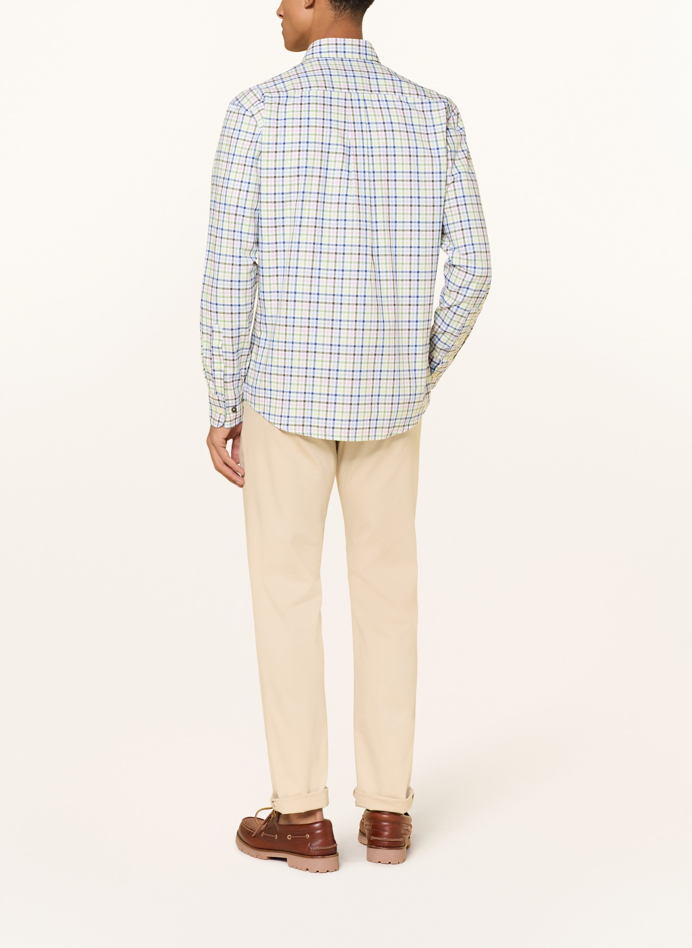 FYNCH-HATTON Hemd Regular Fit: GRÜN / HELLROSA / GELB