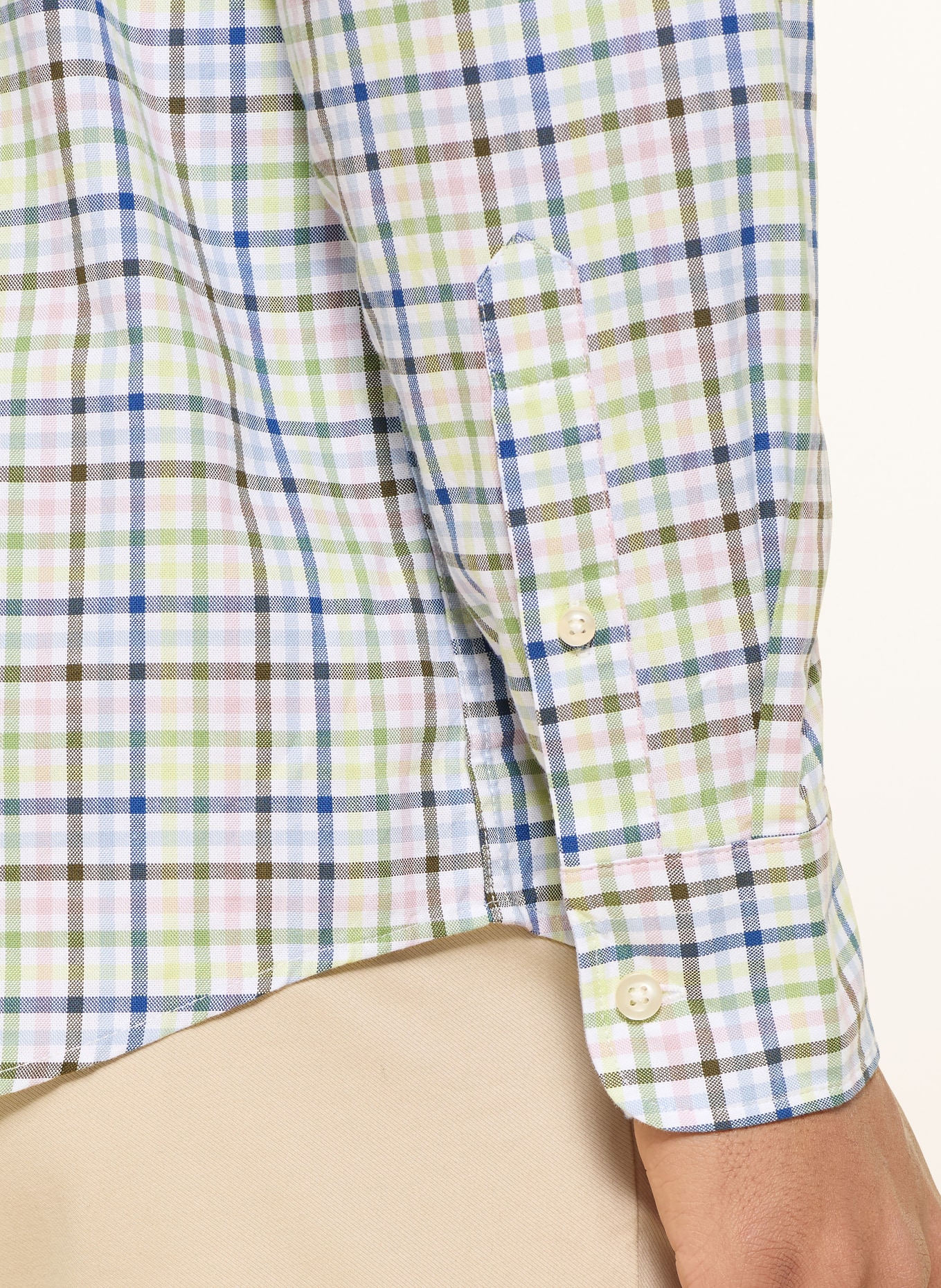 FYNCH-HATTON Hemd Regular Fit: GRÜN / HELLROSA / GELB