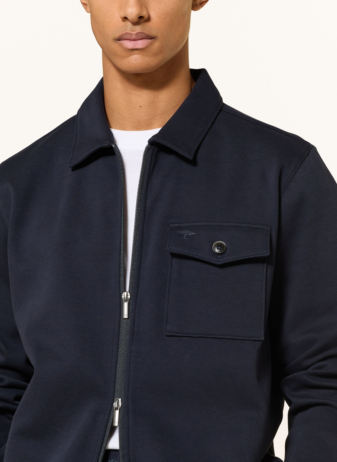 FYNCH-HATTON Pique-Overjacket: DUNKELBLAU