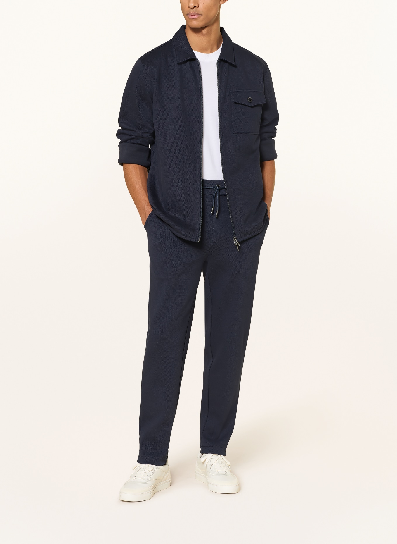 FYNCH-HATTON Sweatpants aus Piqué: DUNKELBLAU