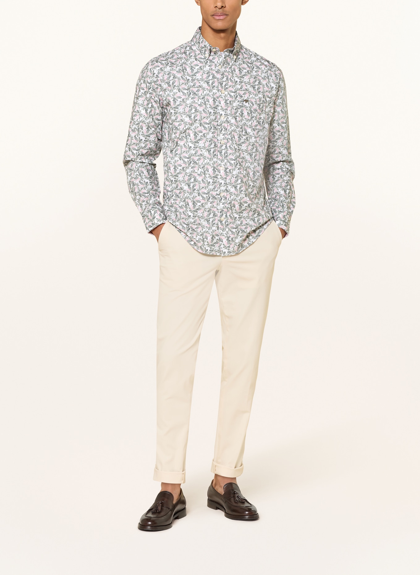 FYNCH-HATTON Hemd Casual Fit: GRÜN / ROSÉ / WEISS