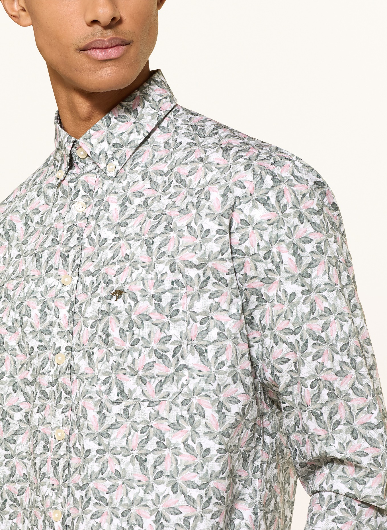 FYNCH-HATTON Hemd Casual Fit: GRÜN / ROSÉ / WEISS