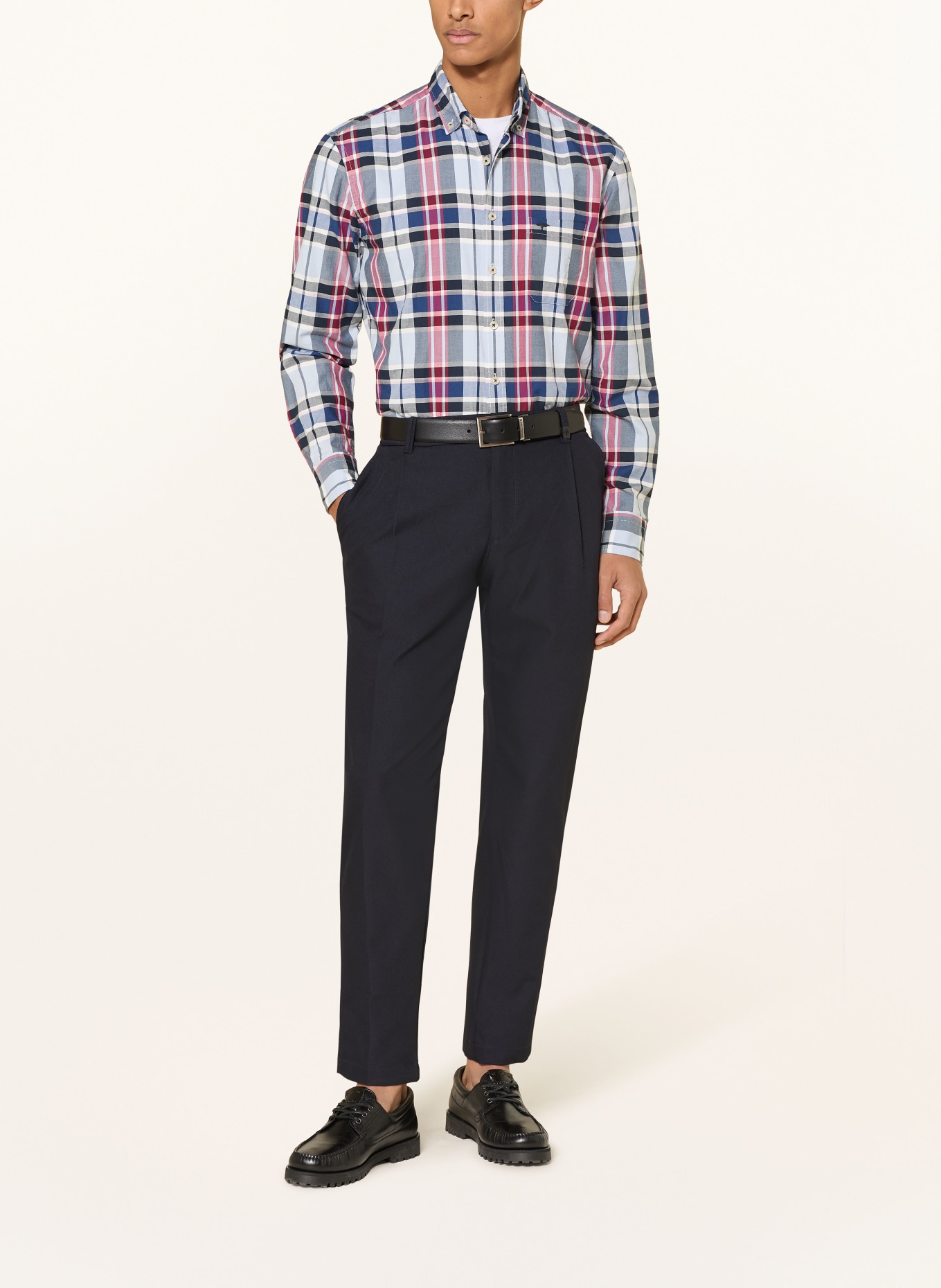 FYNCH-HATTON Hemd Regular Fit: DUNKELBLAU / DUNKELROT / HELLBLAU