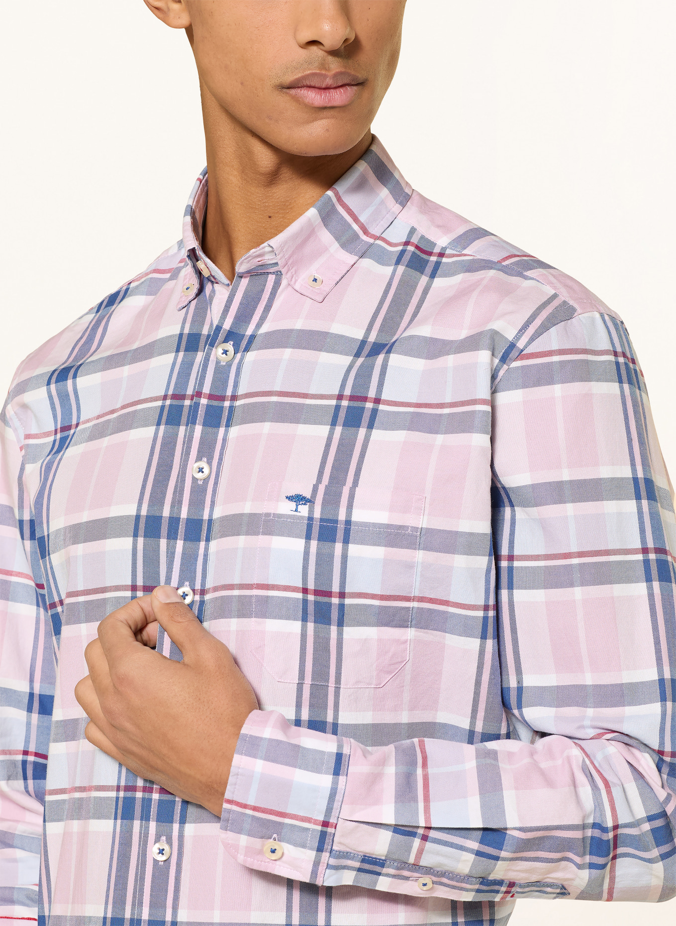 FYNCH-HATTON Hemd Regular Fit: ROSA / BLAU / WEISS