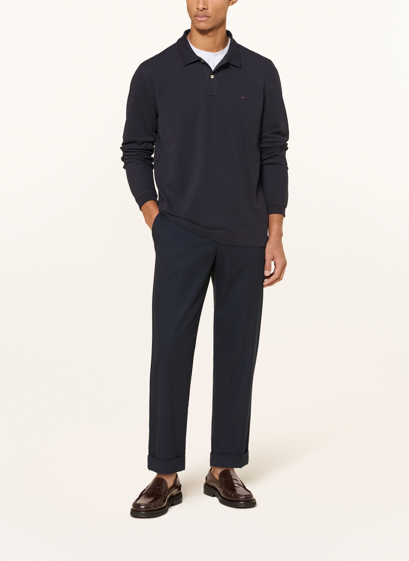 FYNCH-HATTON Pique-Poloshirt: DUNKELBLAU