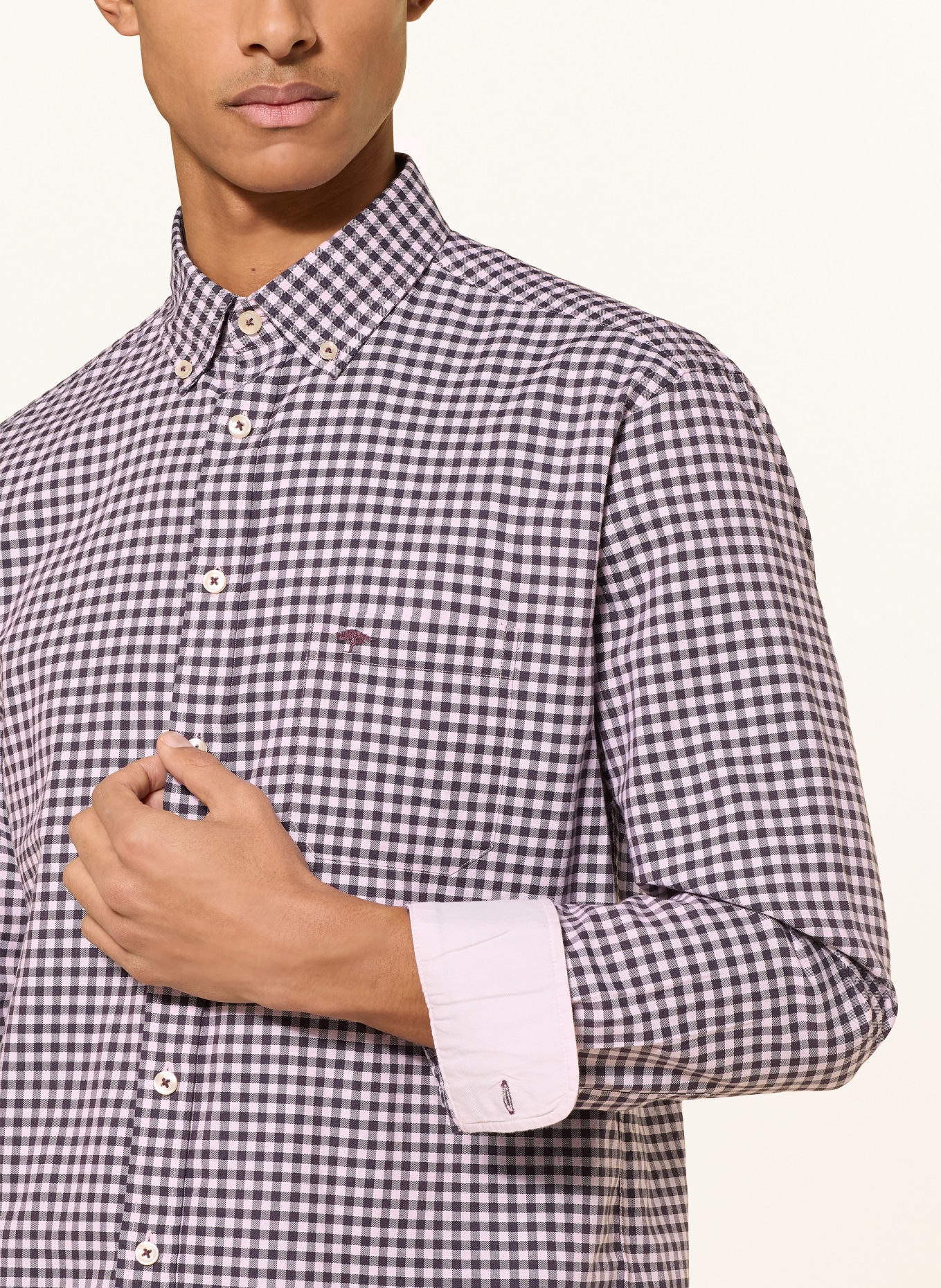 FYNCH-HATTON Hemd Regular Fit: ROSÉ / DUNKELBRAUN