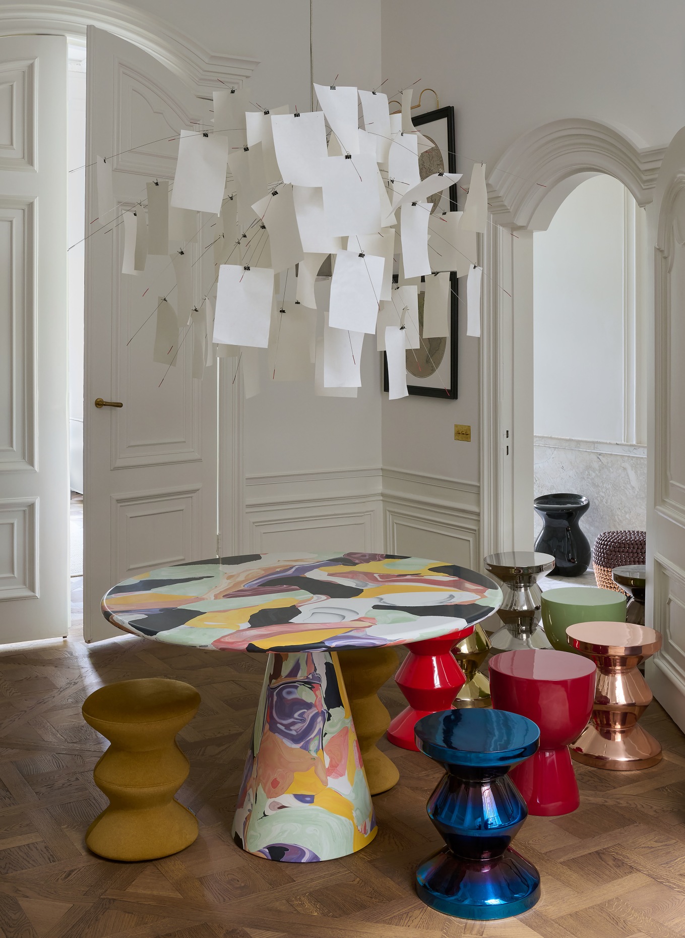 POLSPOTTEN Table d'appoint ZIG ZAG: ARGENT