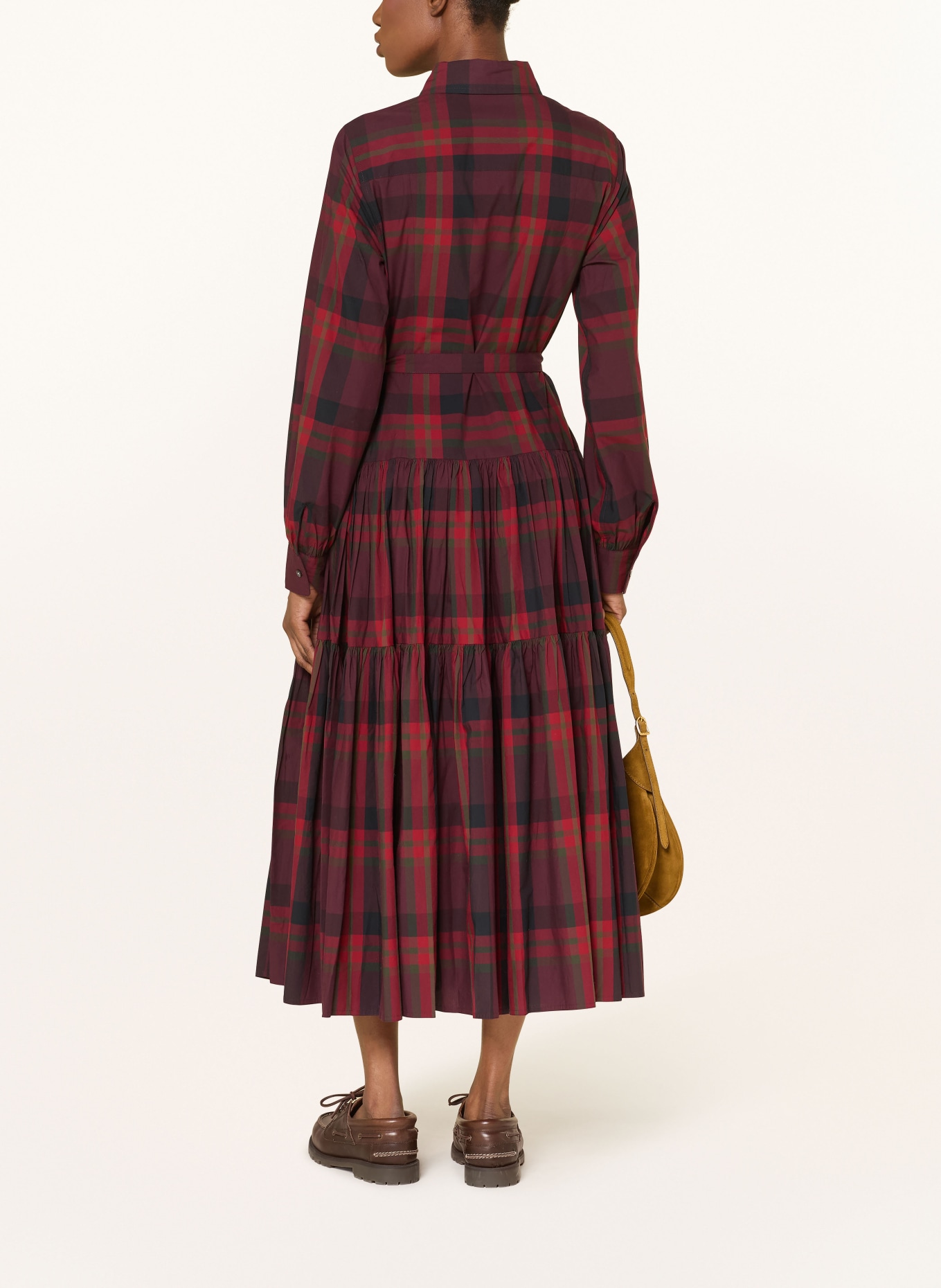 POLO RALPH LAUREN shirt dress: DARK RED / GREEN