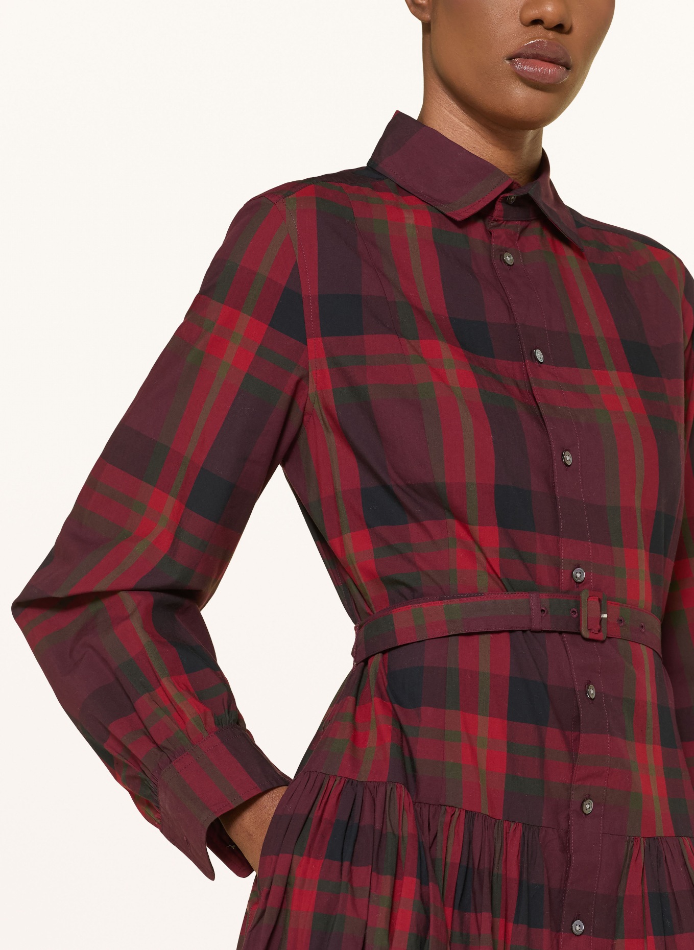 POLO RALPH LAUREN shirt dress: DARK RED / GREEN