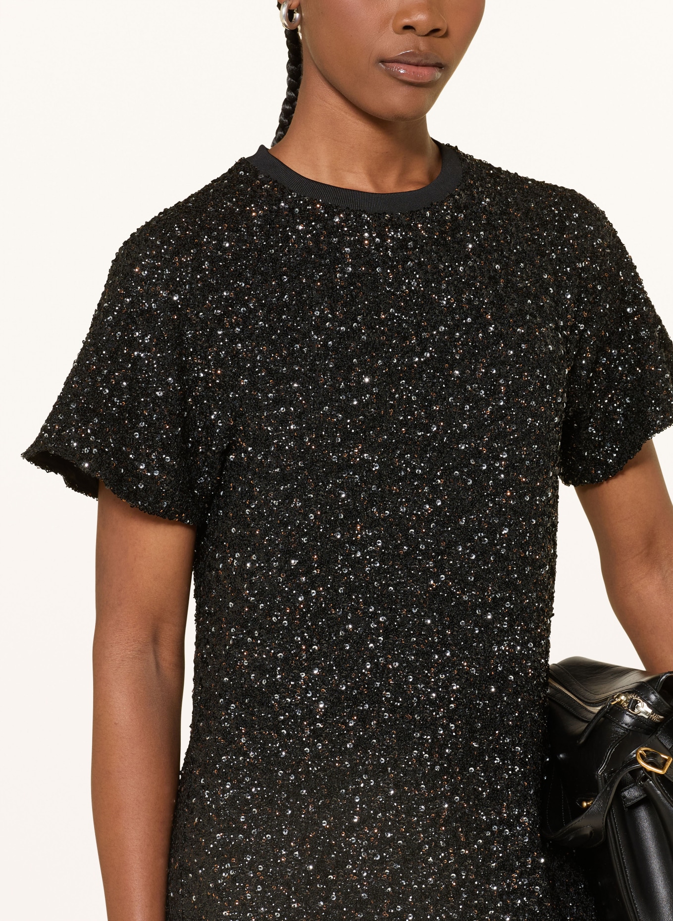 POLO RALPH LAUREN Mesh-Kleid mit Pailletten: SCHWARZ / SILBER / GOLD