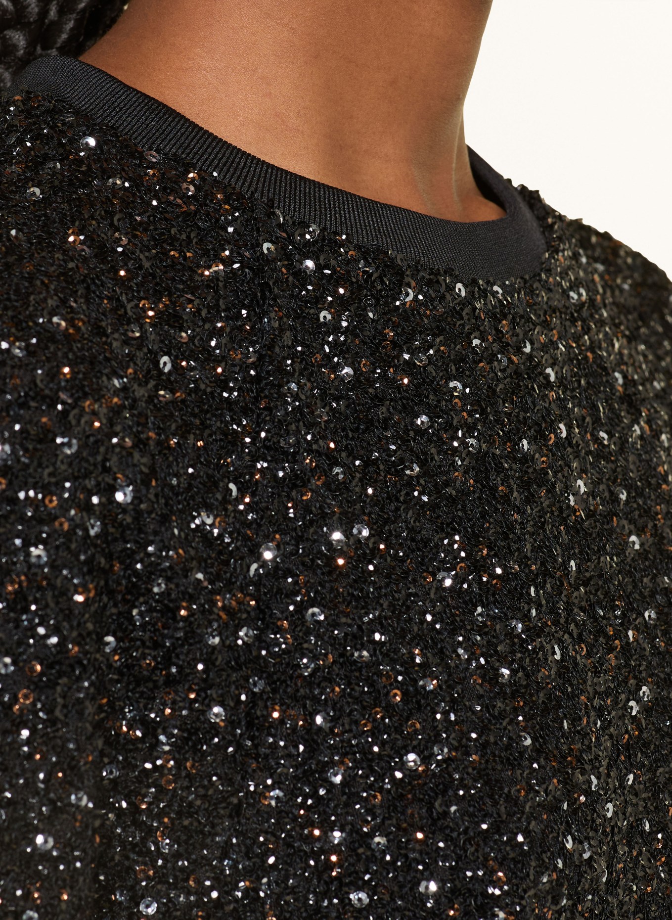 POLO RALPH LAUREN Mesh-Kleid mit Pailletten: SCHWARZ / SILBER / GOLD