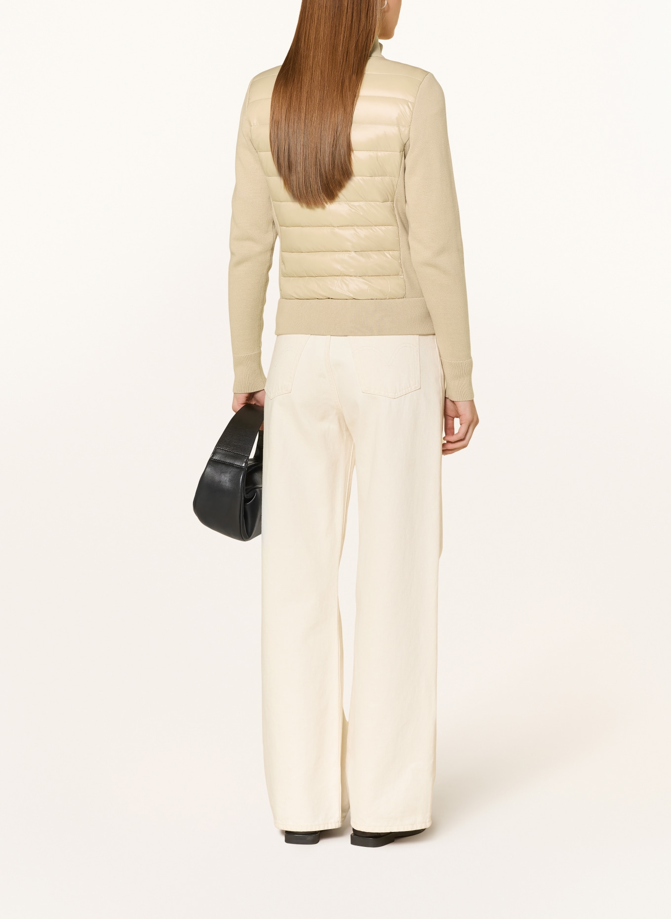 TOMMY HILFIGER Prošívaná bunda z kombinace materiálů: SVĚTLE HNĚDÁ