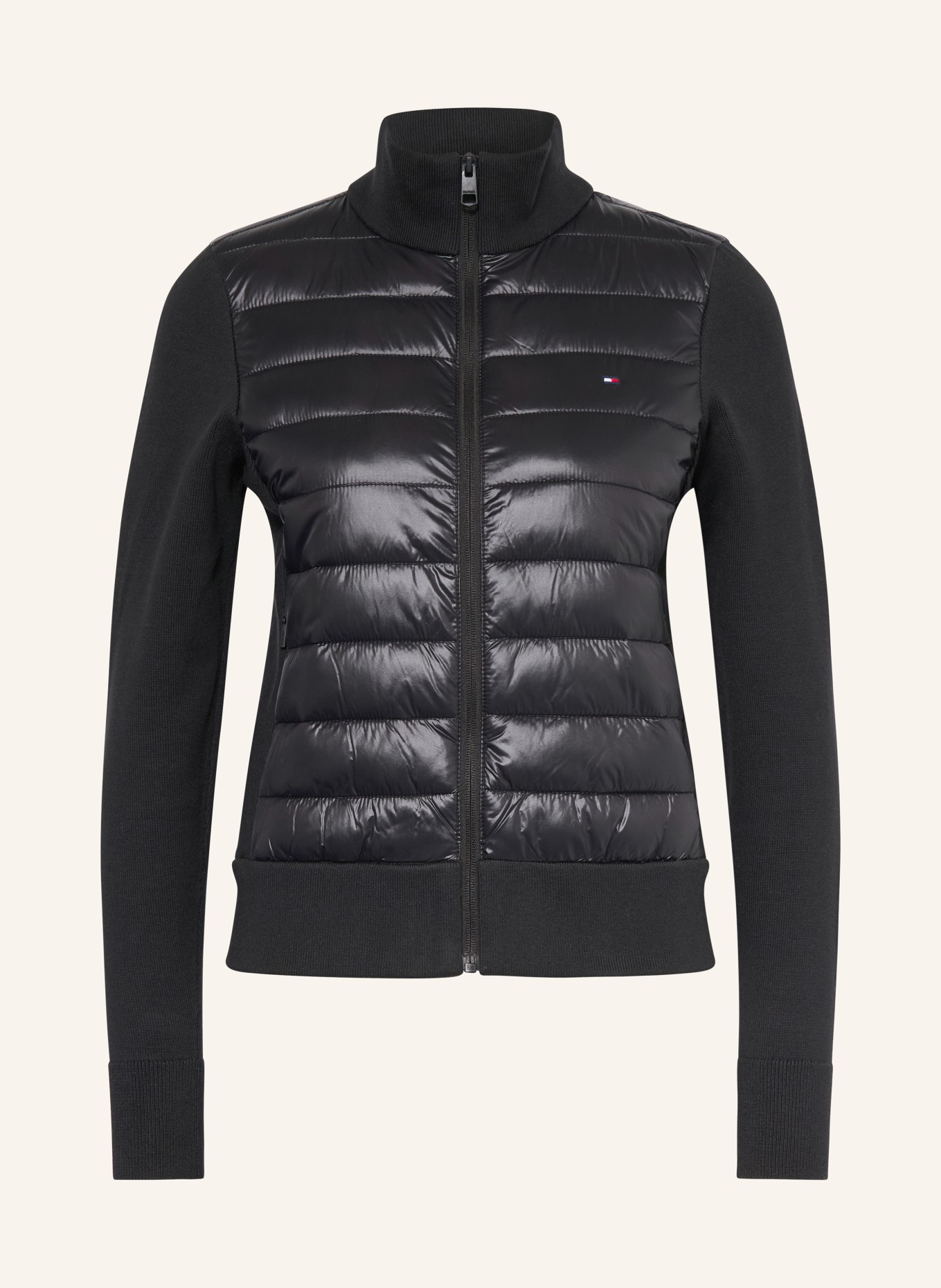 TOMMY HILFIGER Steppjacke im Materialmix: SCHWARZ