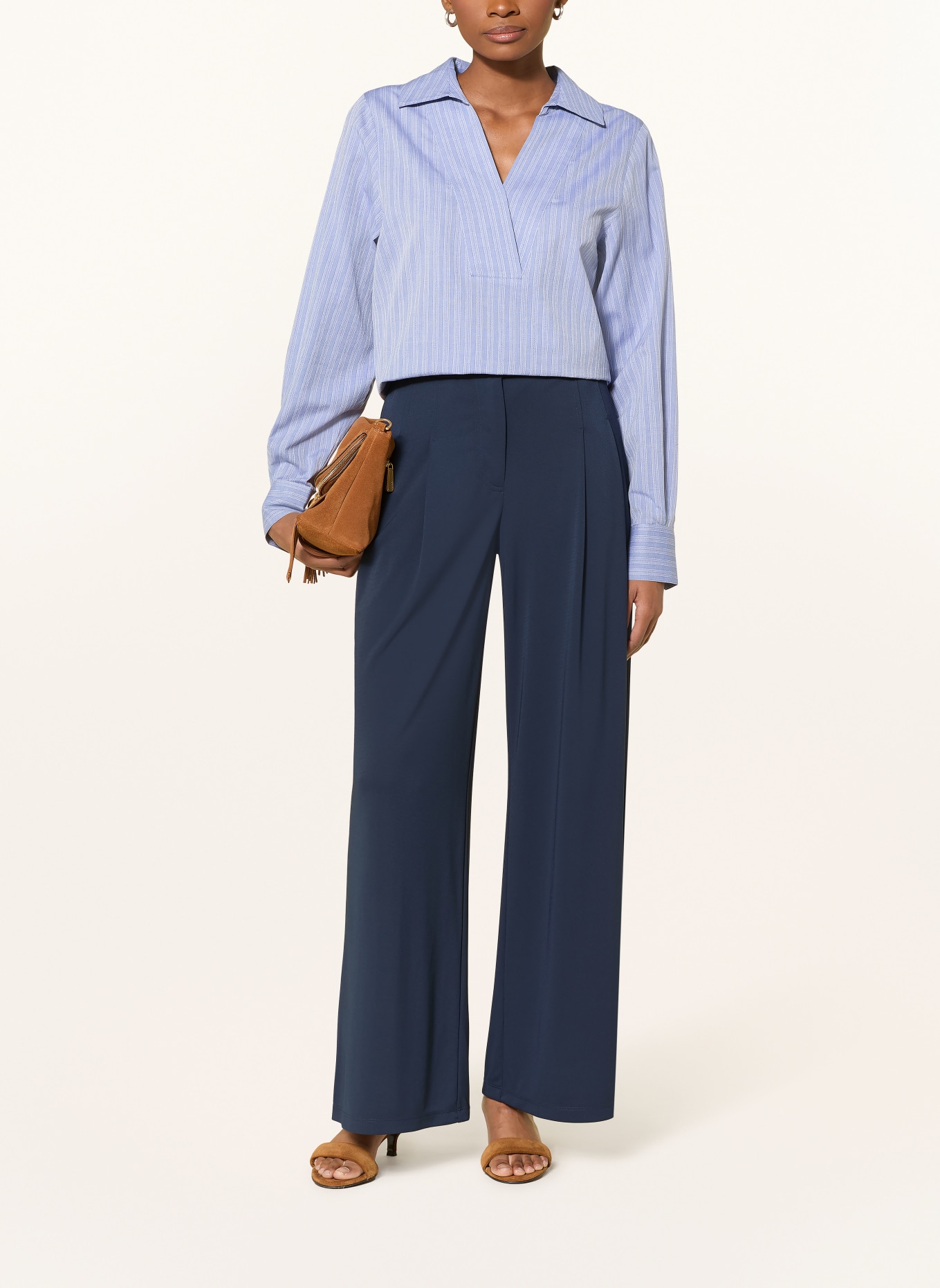 MOS MOSH Blouse shirt MMAVENT YEN: BLUE GRAY / LIGHT BLUE