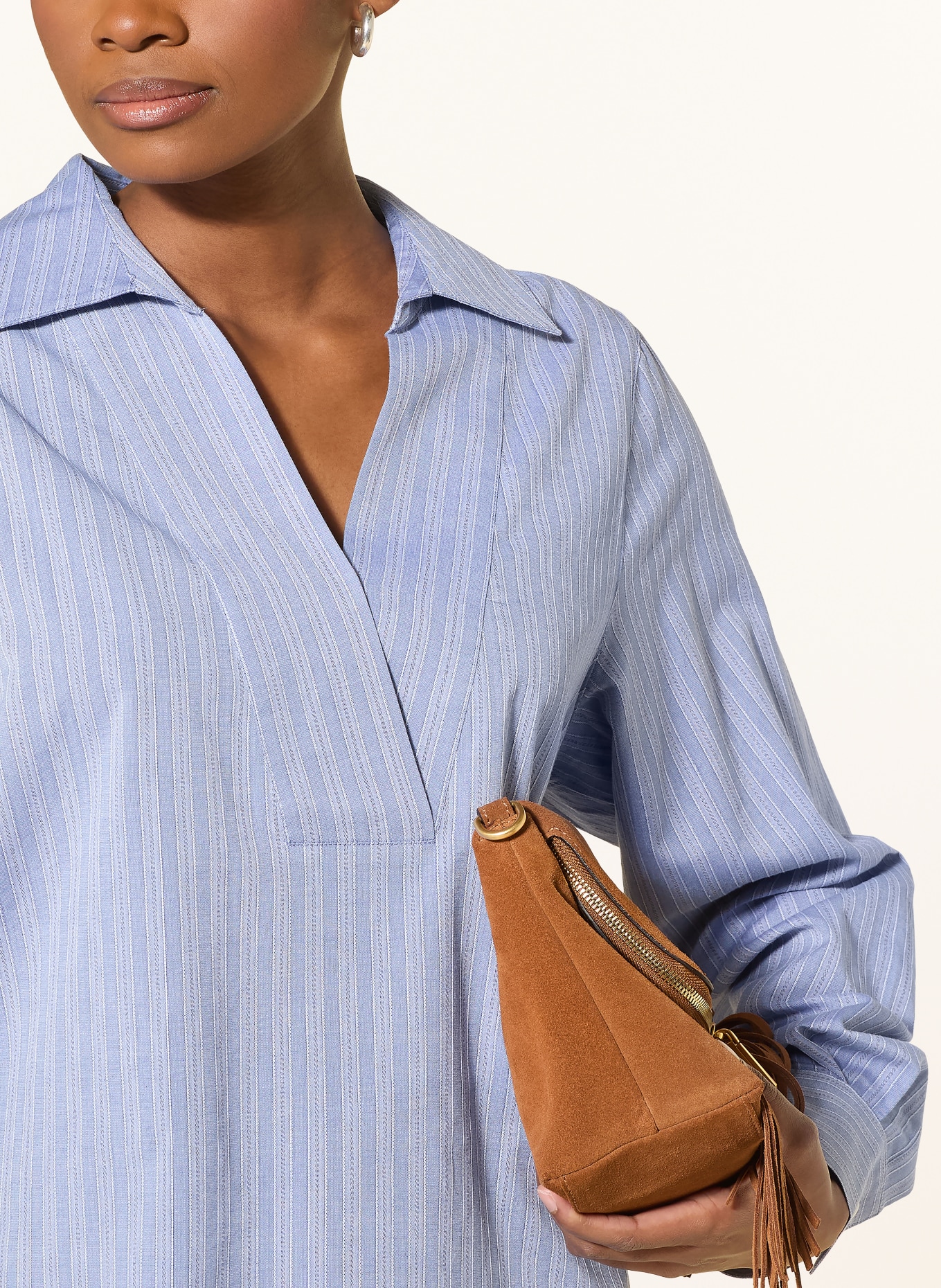 MOS MOSH Blouse shirt MMAVENT YEN: BLUE GRAY / LIGHT BLUE