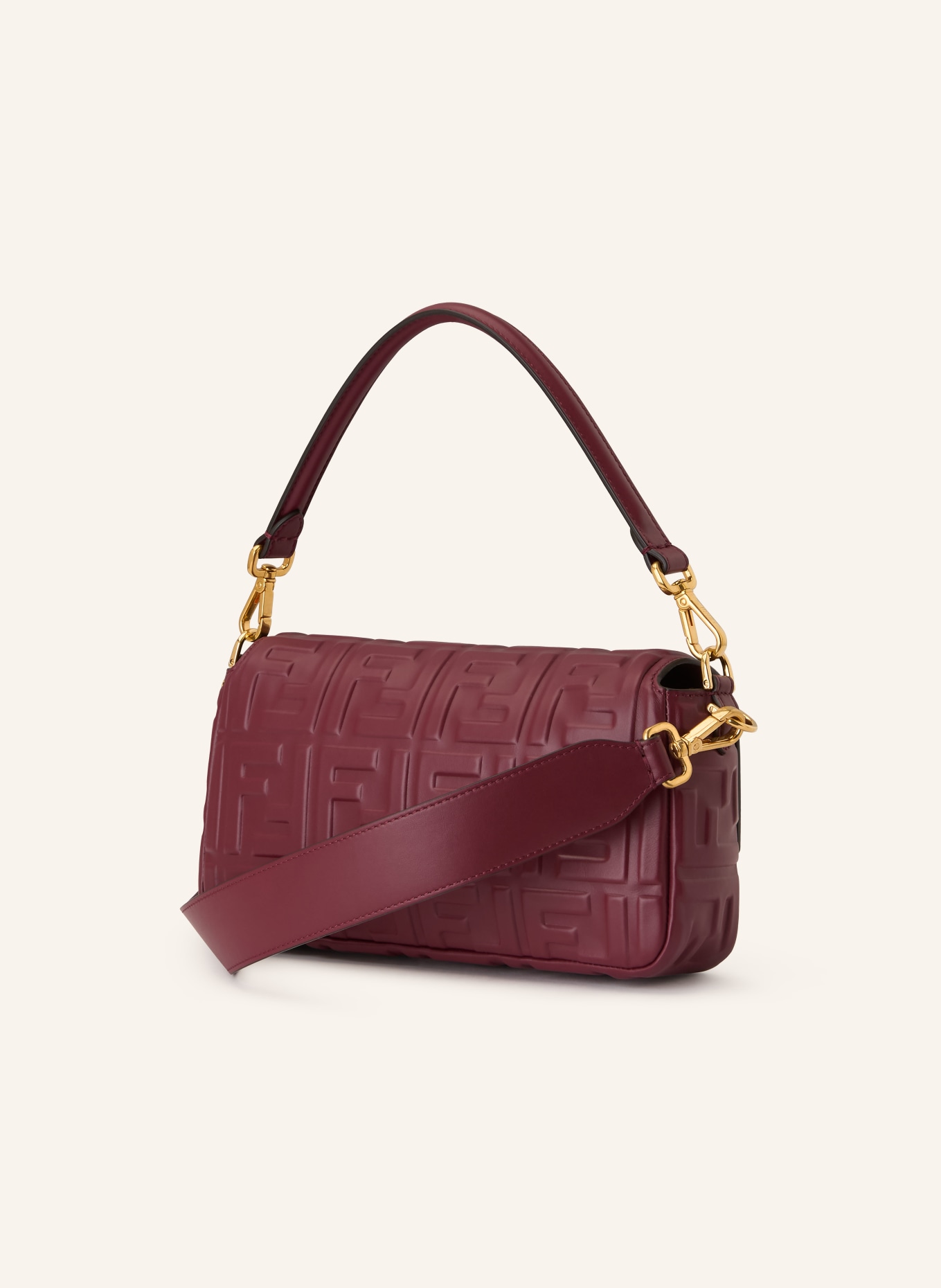 FENDI Kabelka přes rameno BAGUETTE MEDIUM: TMAVĚ ČERVENÁ / ZLATÁ