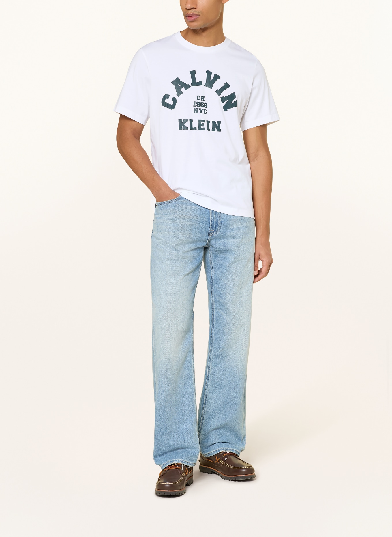 Calvin Klein Jeans T-Shirt: WEISS / DUNKELGRÜN