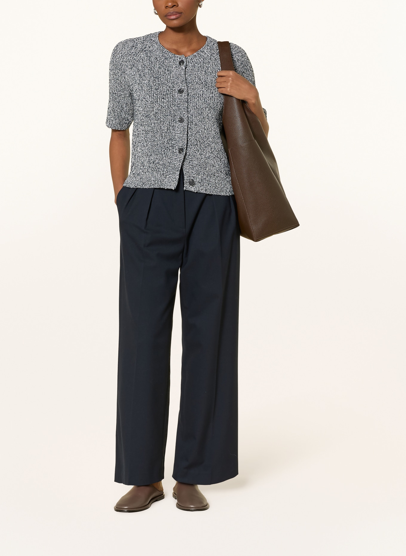 OPUS Strickjacke DACKI: DUNKELBLAU / HELLGRAU