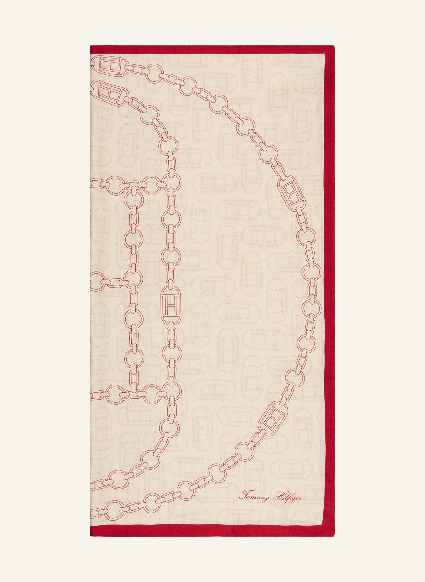 TOMMY HILFIGER jedwabna chusta: BEŻOWY / CIEMNOCZERWONY