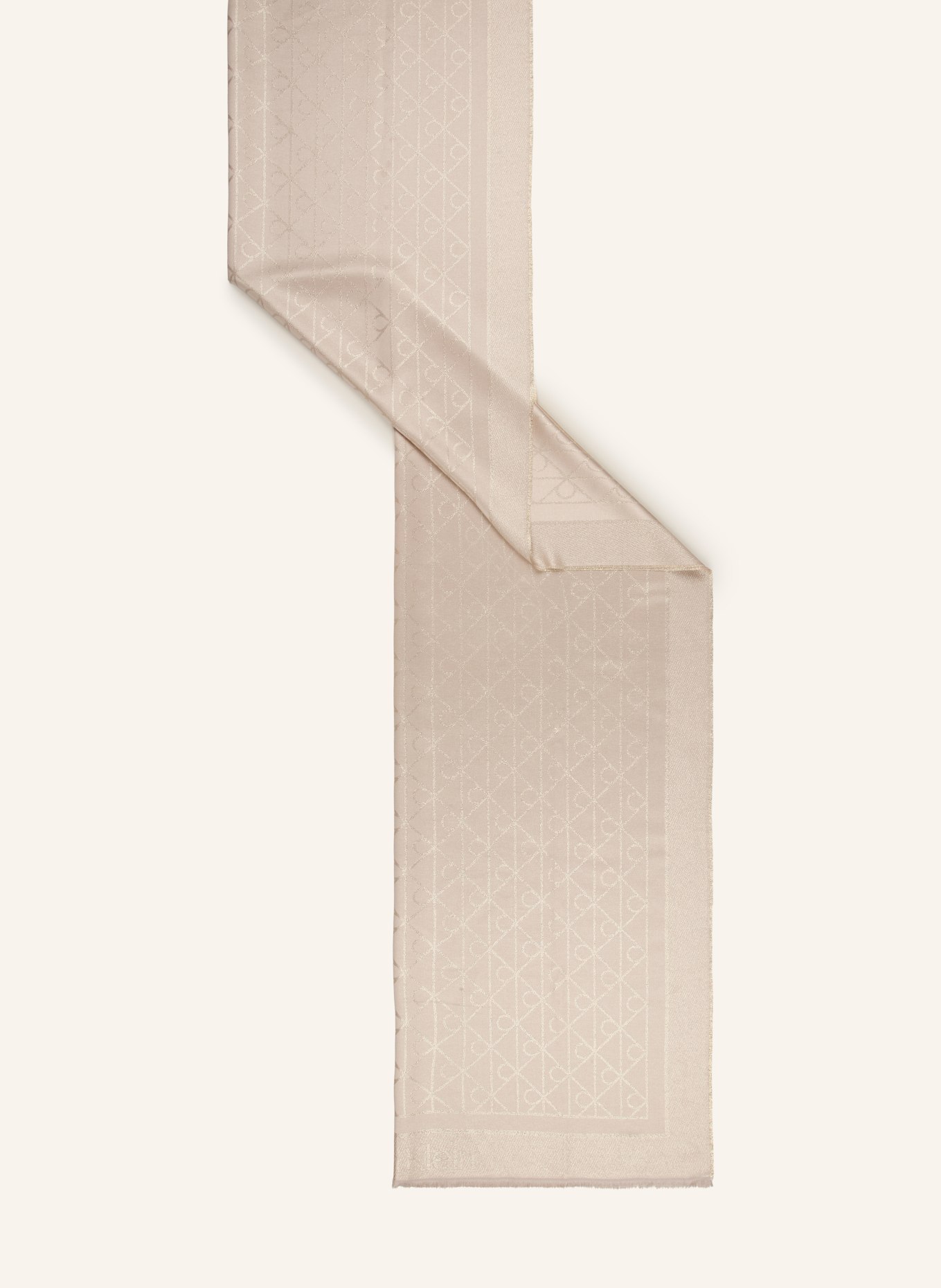 Calvin Klein Scarf with glitter yarn: BEIGE / GOLD