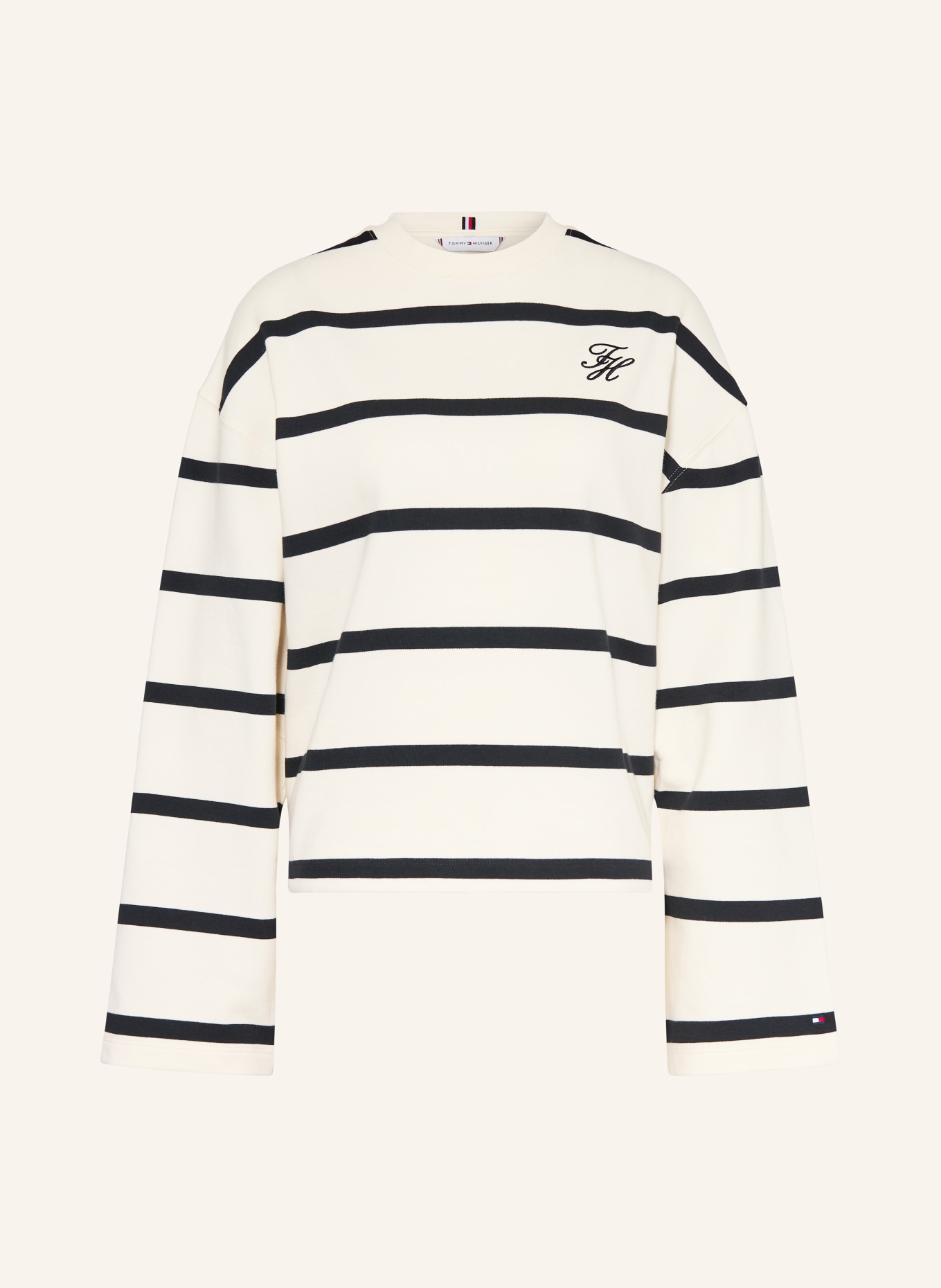 TOMMY HILFIGER sweatshirt: ECRU / BLACK