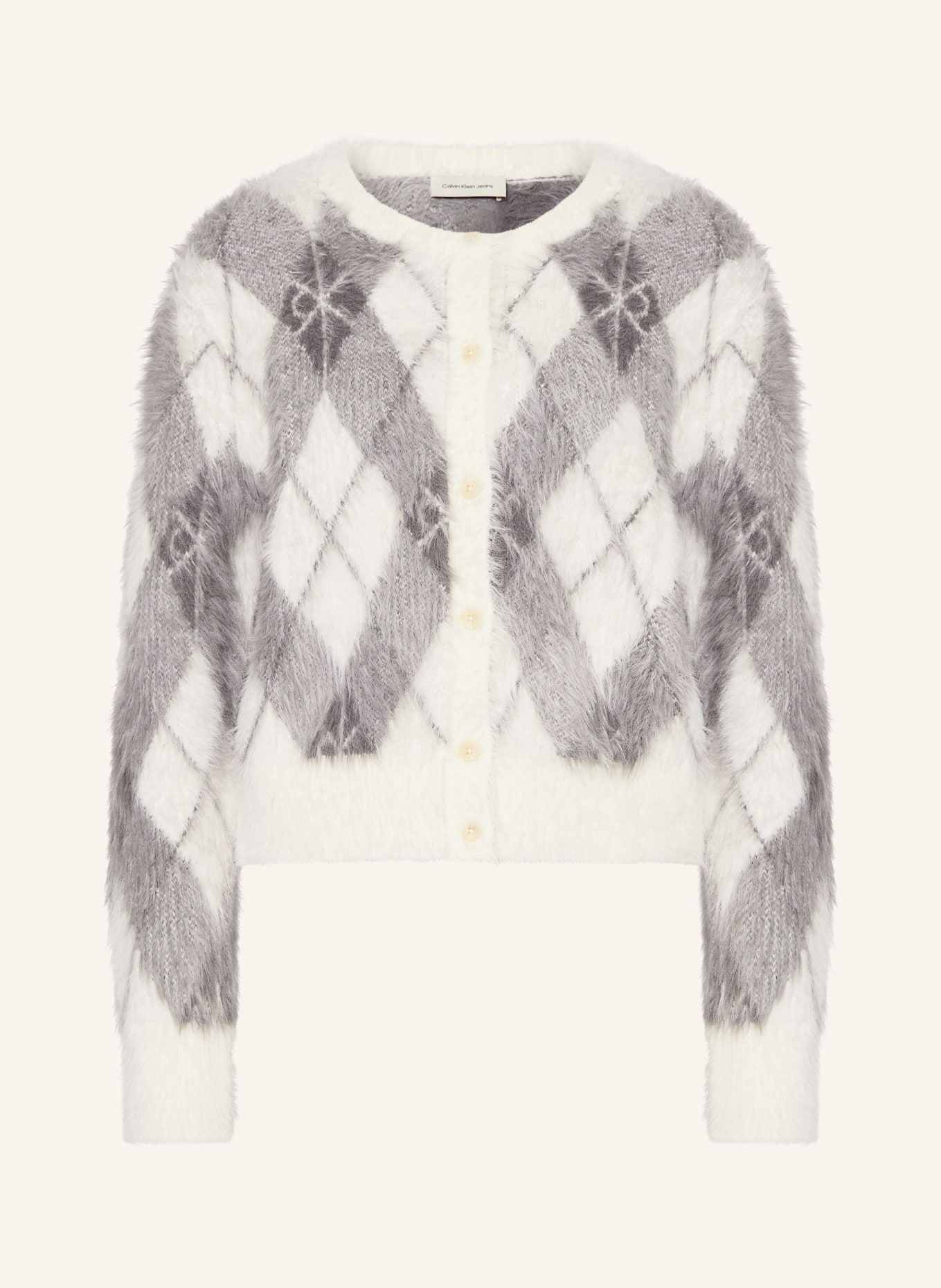 Calvin Klein Jeans Strickjacke: WEISS / GRAU