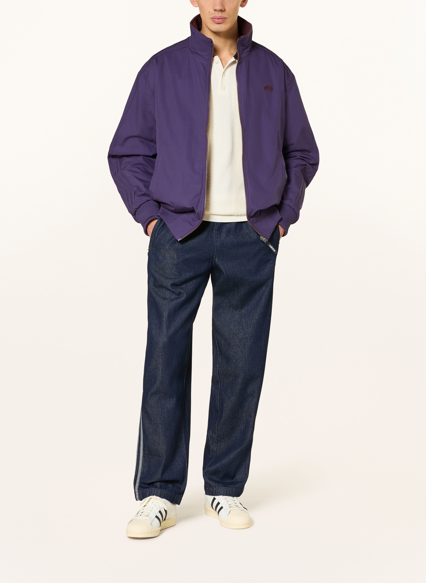 adidas Originals Fleecejacke FIREBIRD zum Wenden: DUNKELLILA / DUNKELROT