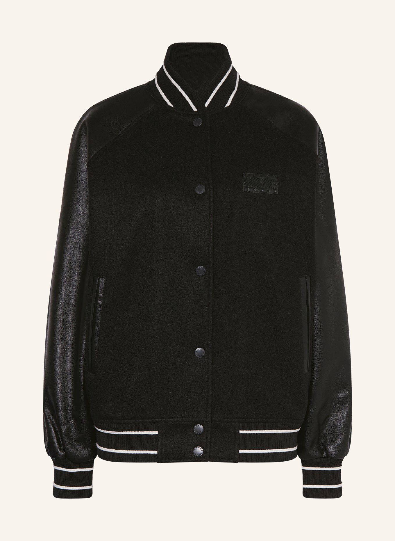 TOMMY JEANS College-Jacke im Materialmix: SCHWARZ