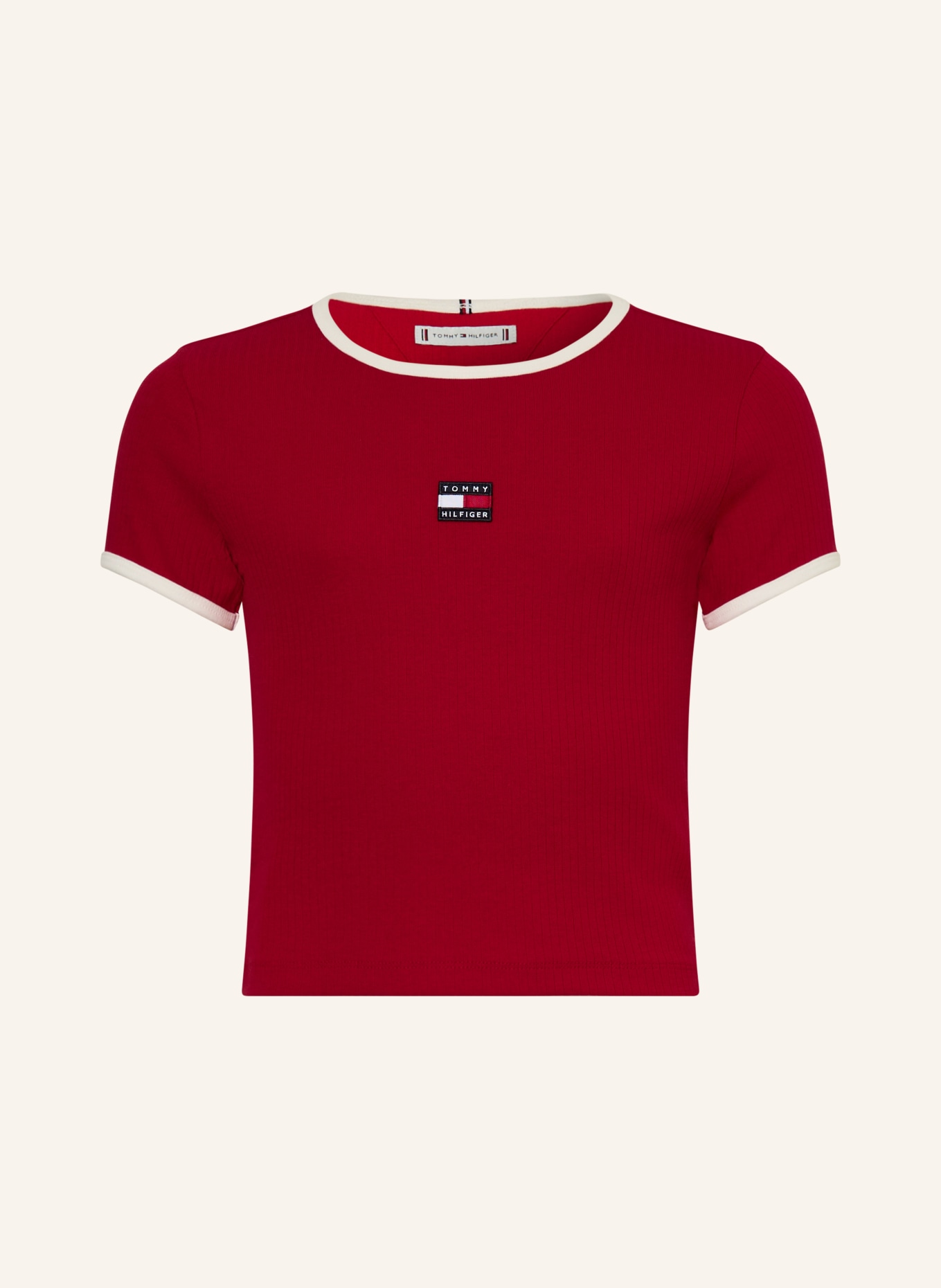 TOMMY HILFIGER T-Shirt: ROT / WEISS