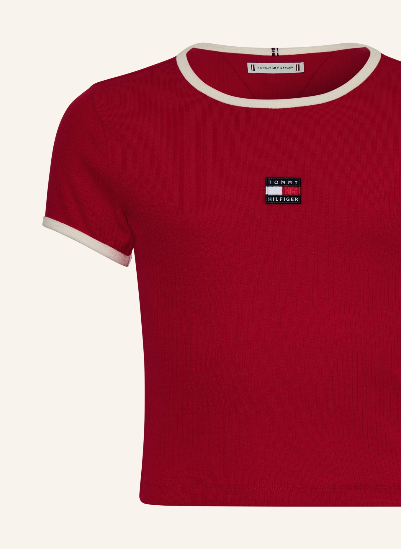 TOMMY HILFIGER T-Shirt: ROT / WEISS