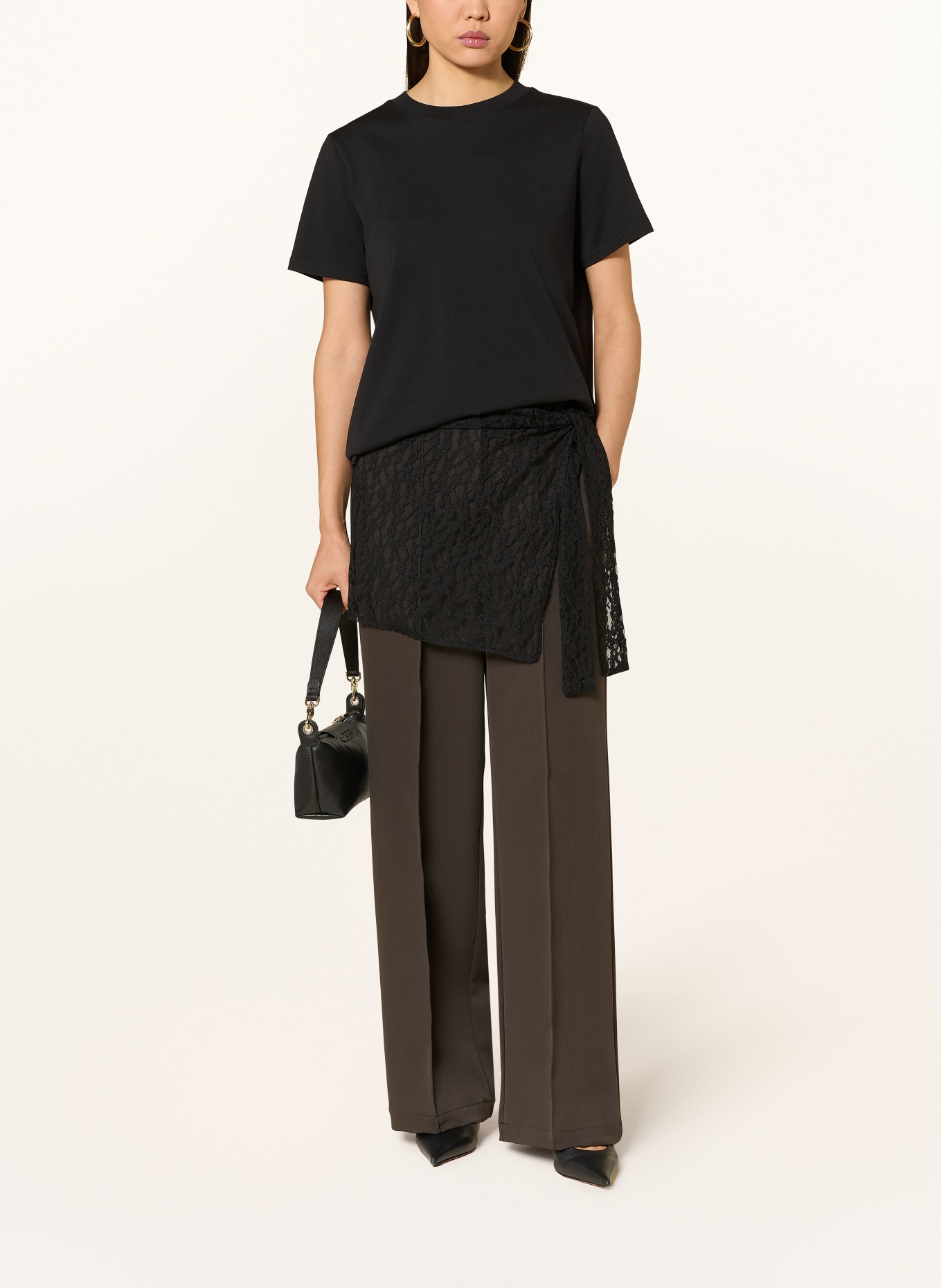 NEO NOIR Wide leg trousers SURY: DARK BROWN