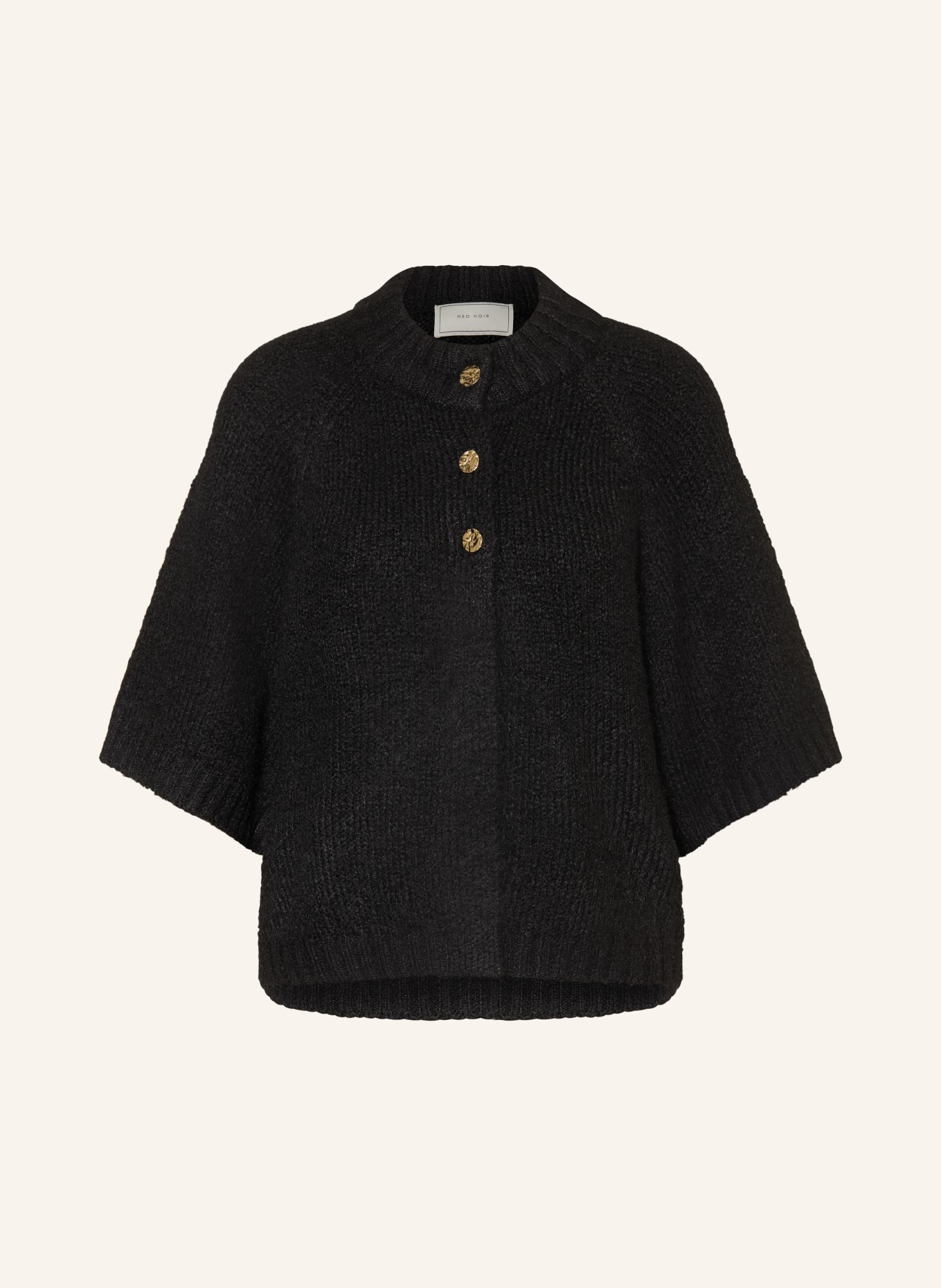 NEO NOIR BENUTA cardigan with 3/4 sleeves: BLACK