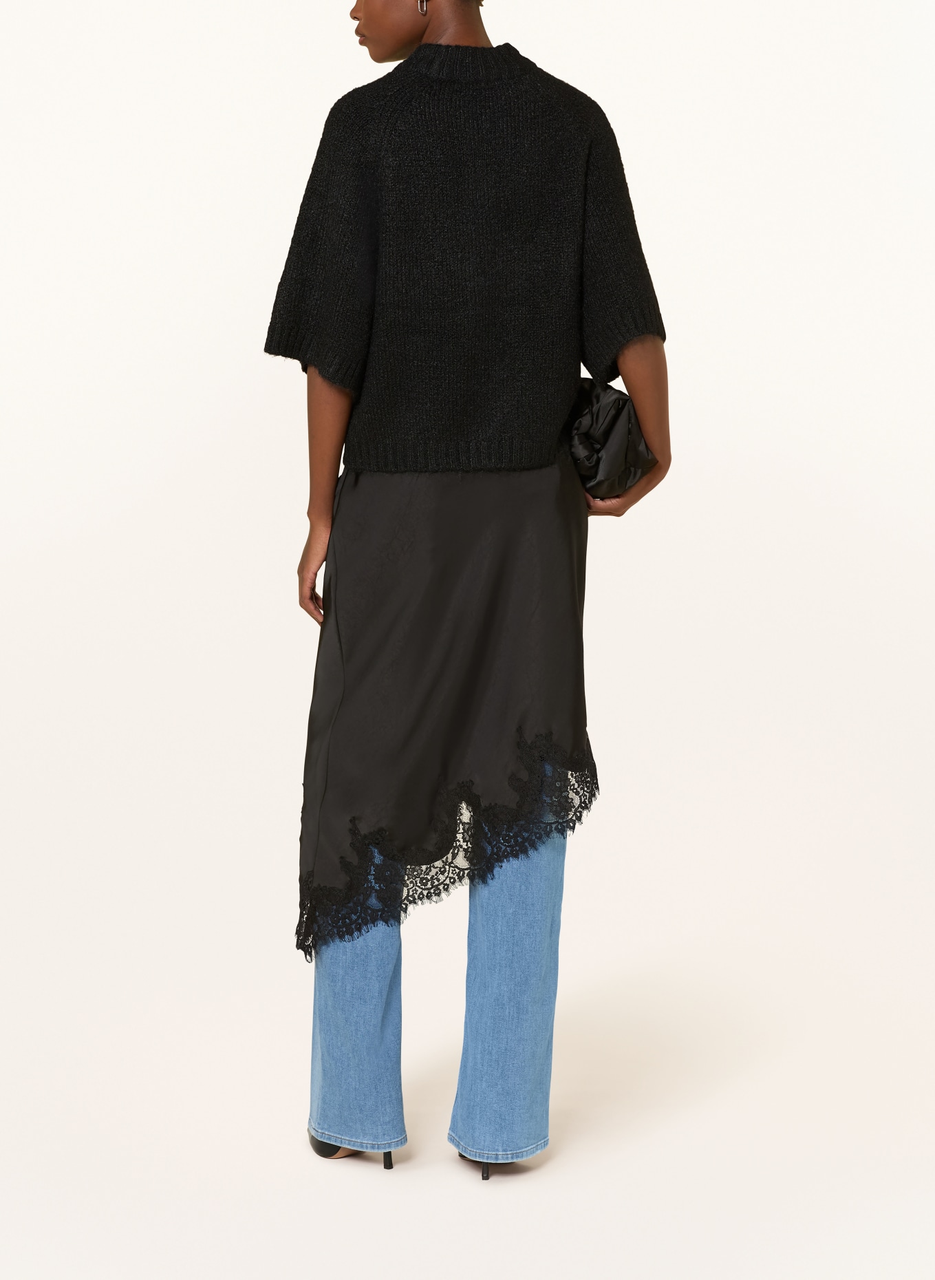 NEO NOIR BENUTA cardigan with 3/4 sleeves: BLACK