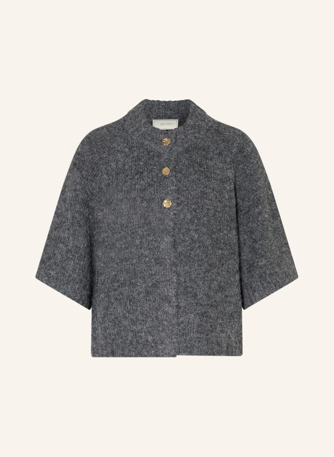 NEO NOIR Strickjacke BENUTA mit 3/4-Arm: DUNKELGRAU