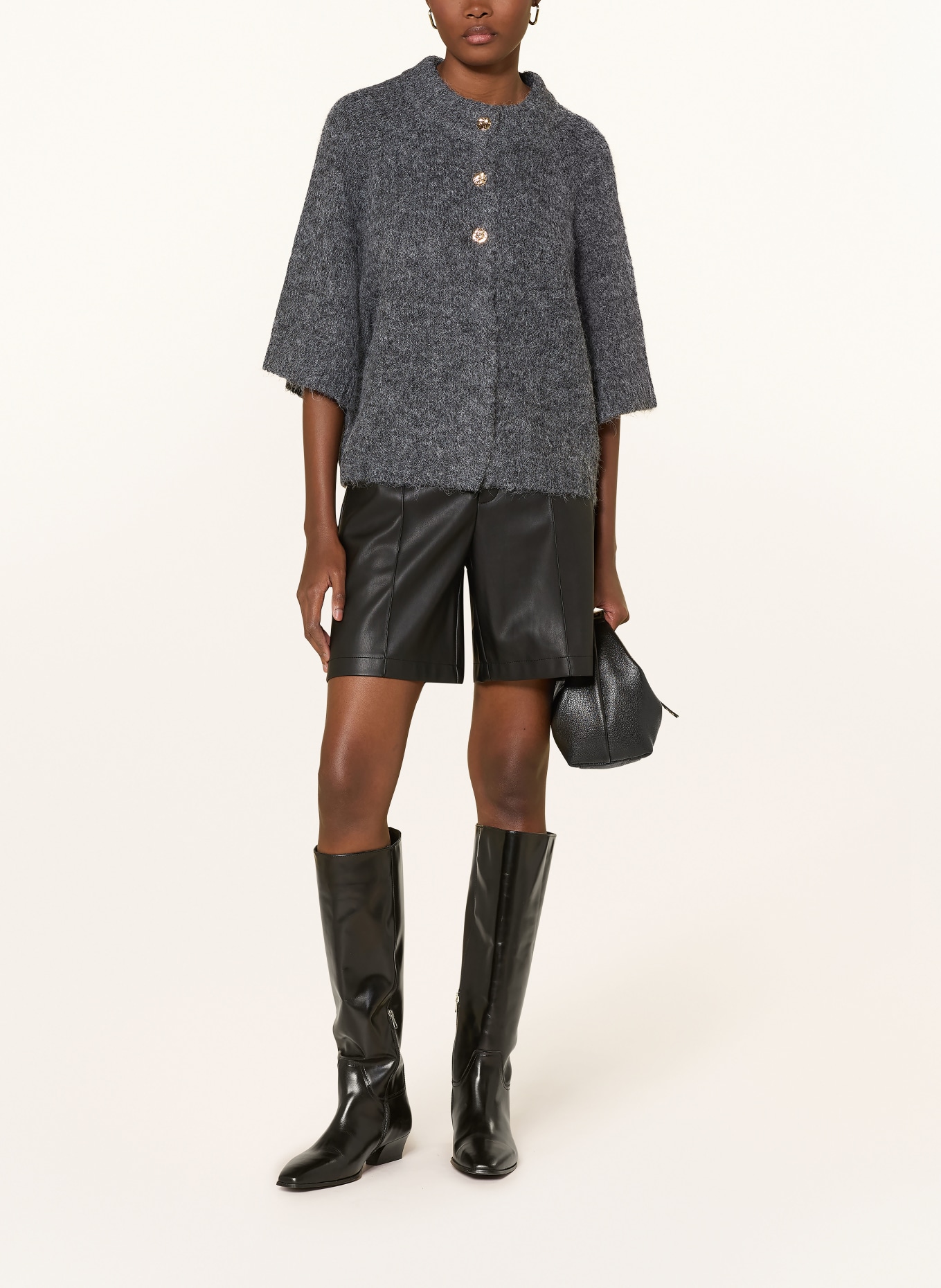 NEO NOIR Strickjacke BENUTA mit 3/4-Arm: DUNKELGRAU