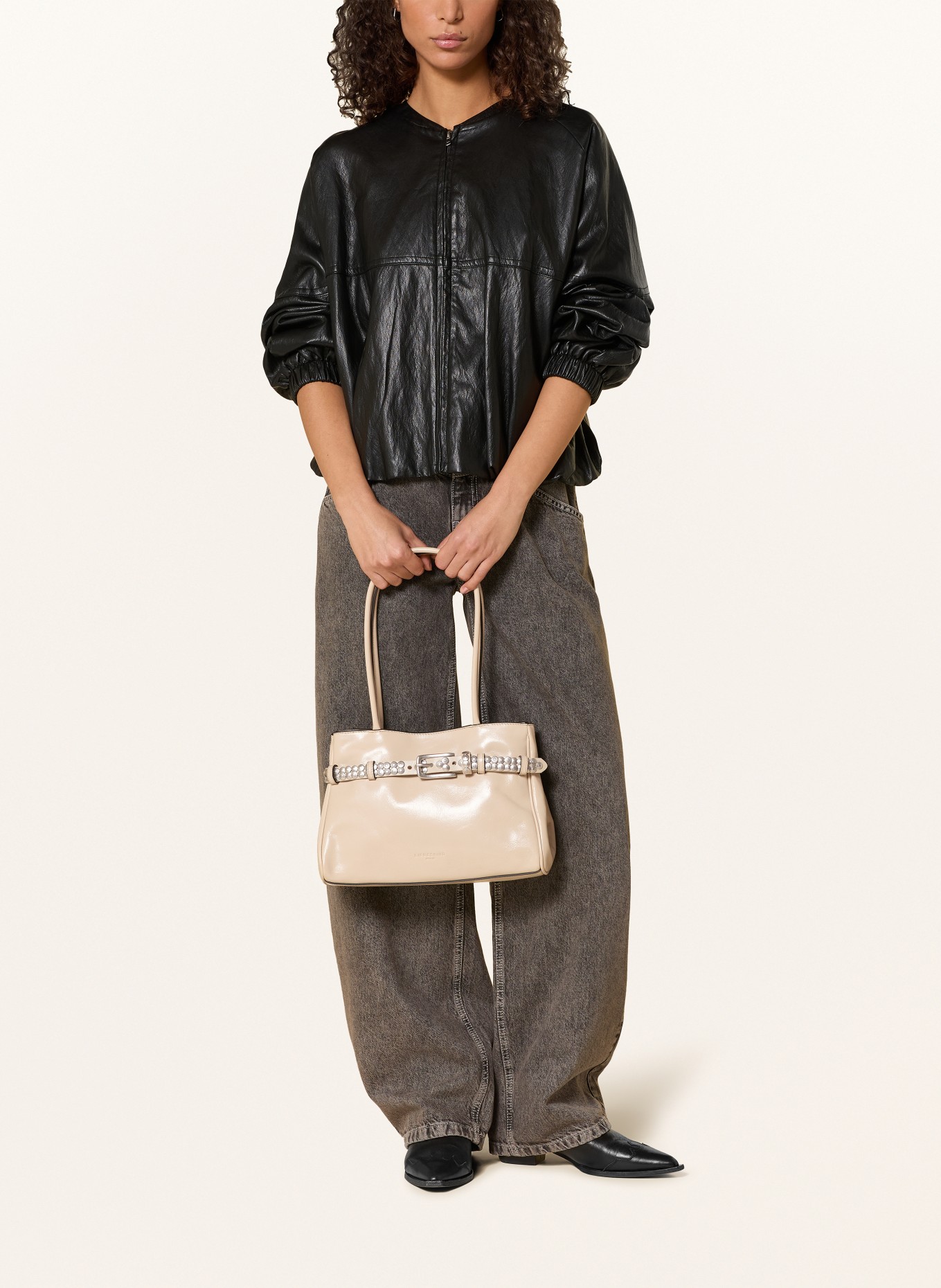 LIEBESKIND Schoudertas NORI met studs: BEIGE