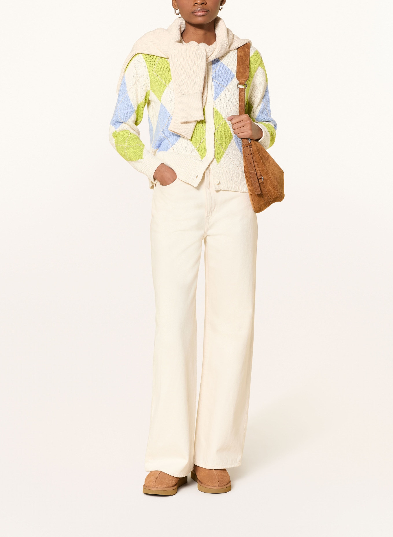 BRAX Sweter ANN: ECRU / JASKRAWY ZIELONY / JASNONIEBIESKI