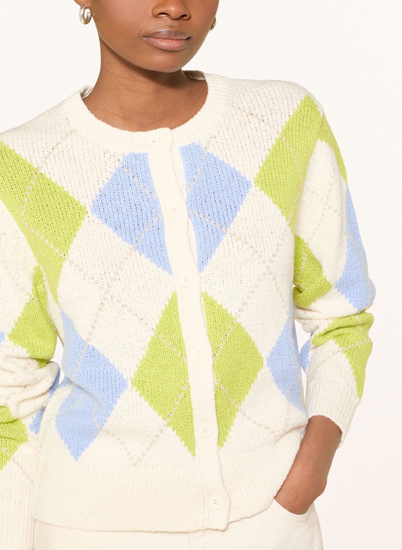 BRAX Sweter ANN: ECRU / JASKRAWY ZIELONY / JASNONIEBIESKI