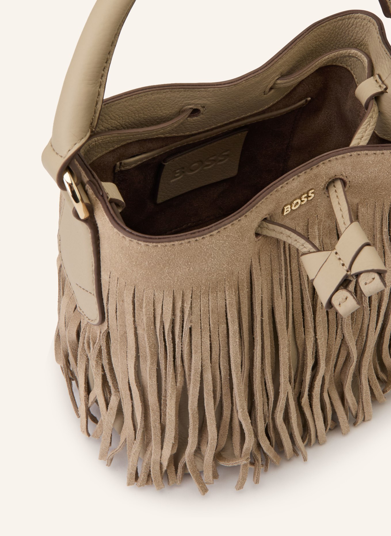 BOSS LENAH SMALL drawstring bag: BEIGE