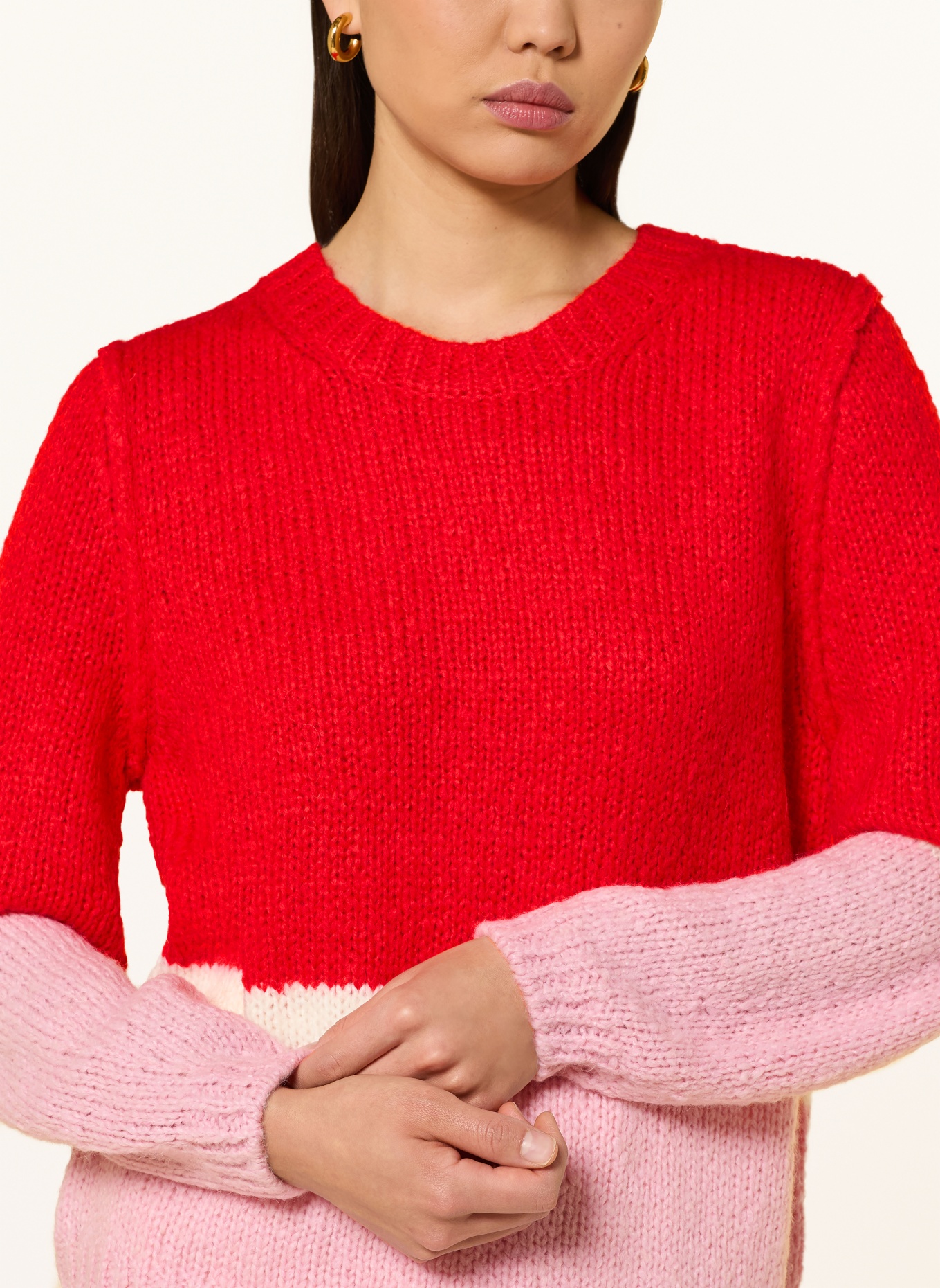 oui Pullover: ROT / ROSA / WEISS
