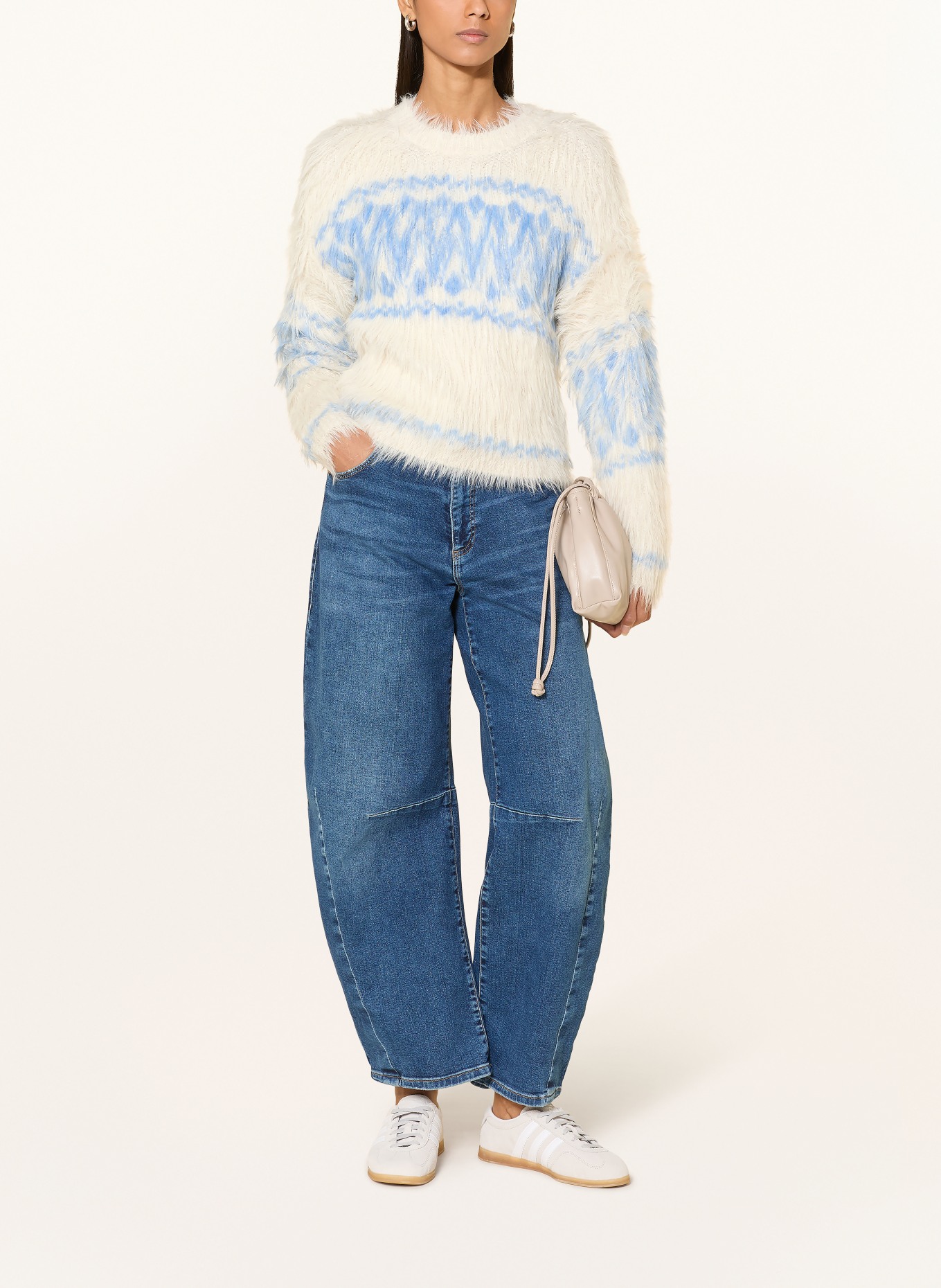 oui Pullover: WEISS / HELLBLAU