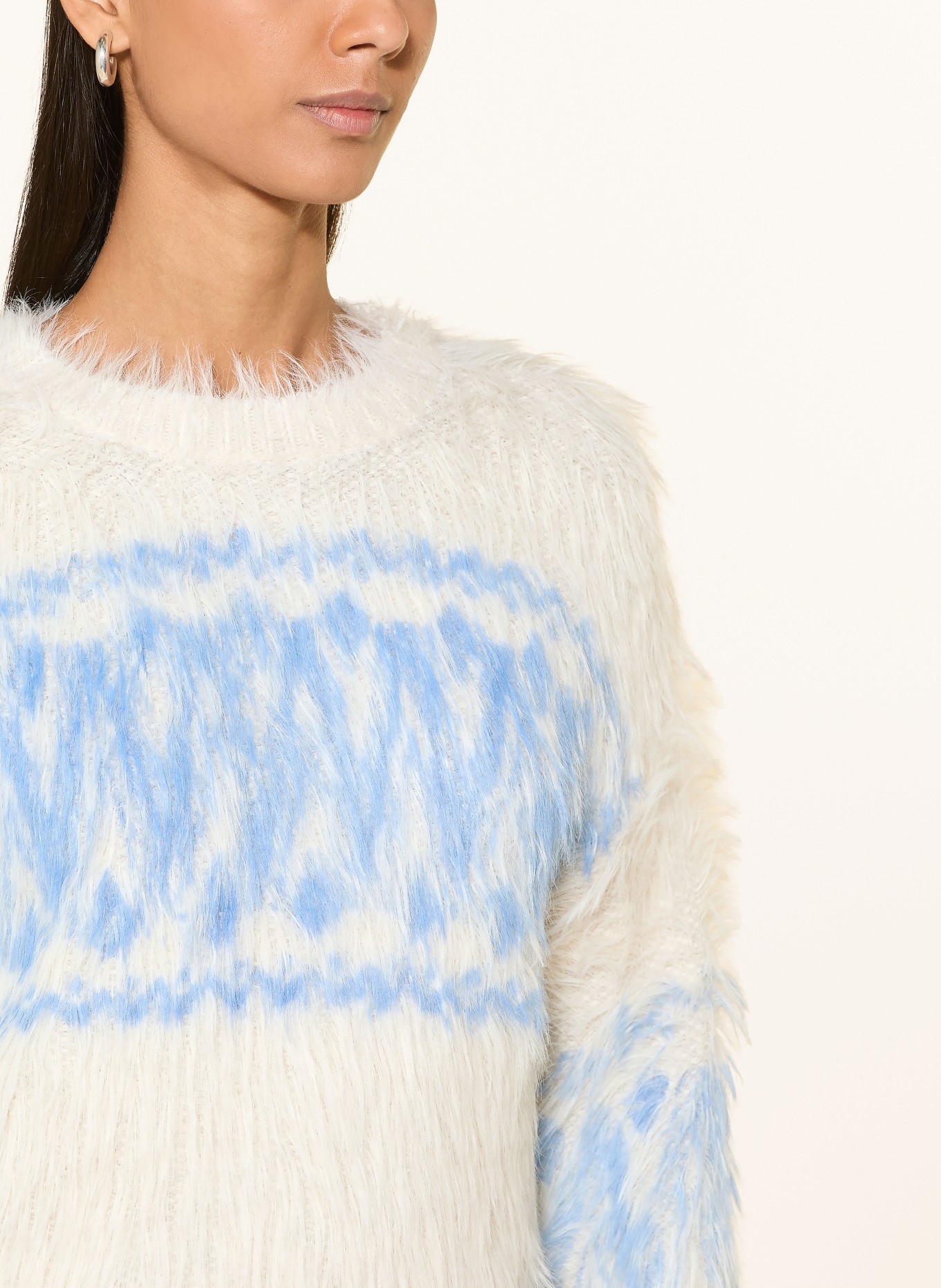 oui Pullover: WEISS / HELLBLAU