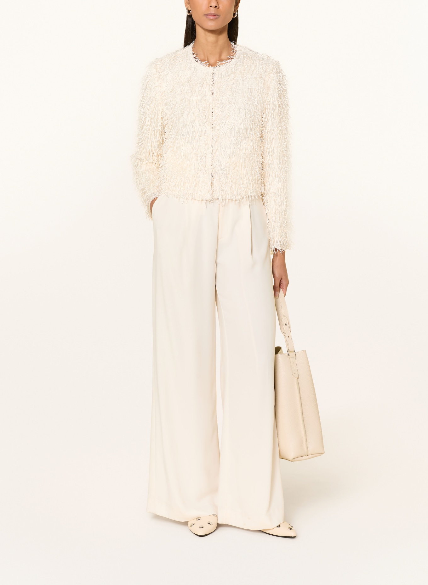 oui Boxy jacket with glitter thread: ECRU