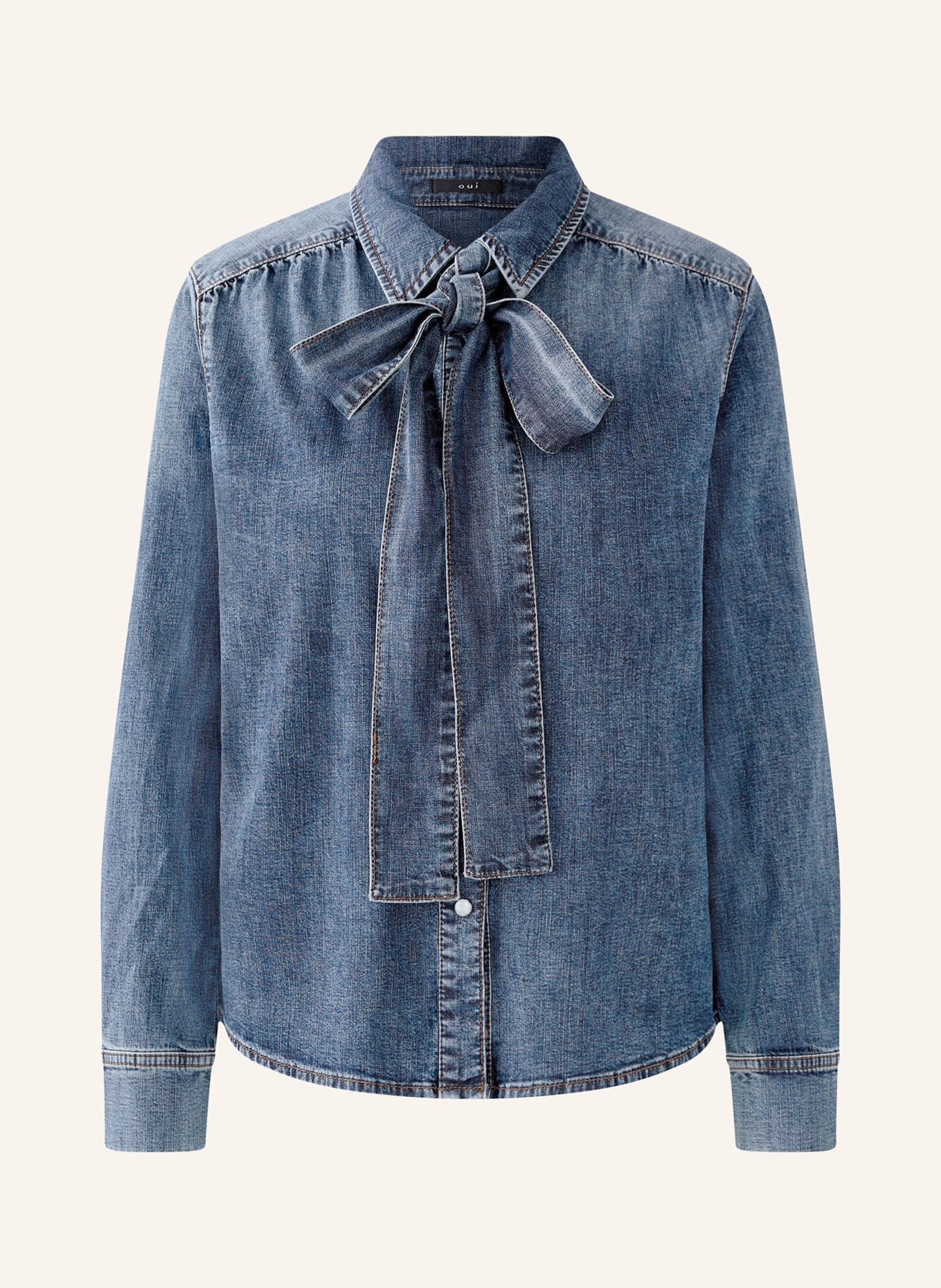 oui Bluzka jeansowa z odpinanym kołnierzykiem: NIEBIESKI